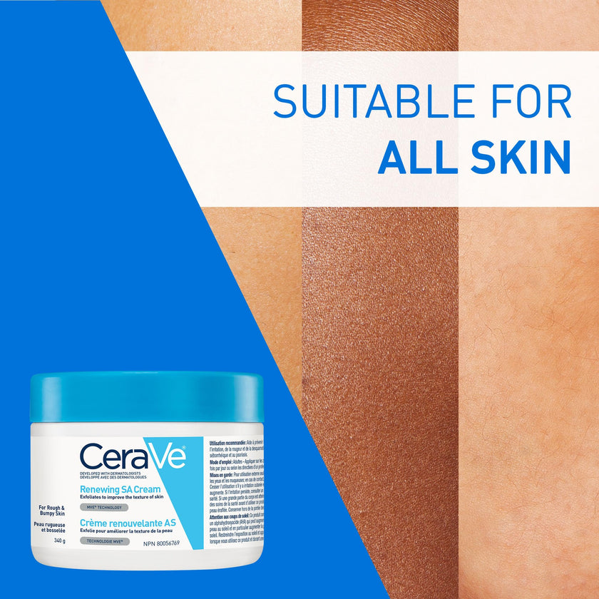 CeraVe Salicylic Acid Cream, Renewing SA Body Cream for Very Dry, Rough & Bumpy Skin, Psoriasis, Keratosis Pilaris, Itching & Flaking. With Lactic Acid, Hyaluronic Acid, Fragrance Free, 340g 🍁 All In One Marketplace Canada