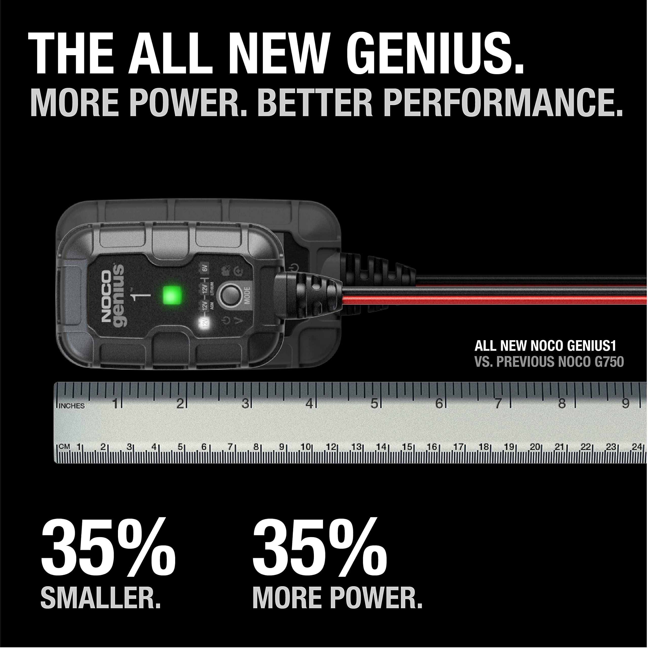 NOCO GENIUS1: 1A 6V/12V Smart Battery Charger – Automatic Maintainer, Trickle Charger & Desulfator with Overcharge Protection & Temperature Compensation – for Lead-Acid & Lithium Batteries 🍁 All In One Marketplace Canada