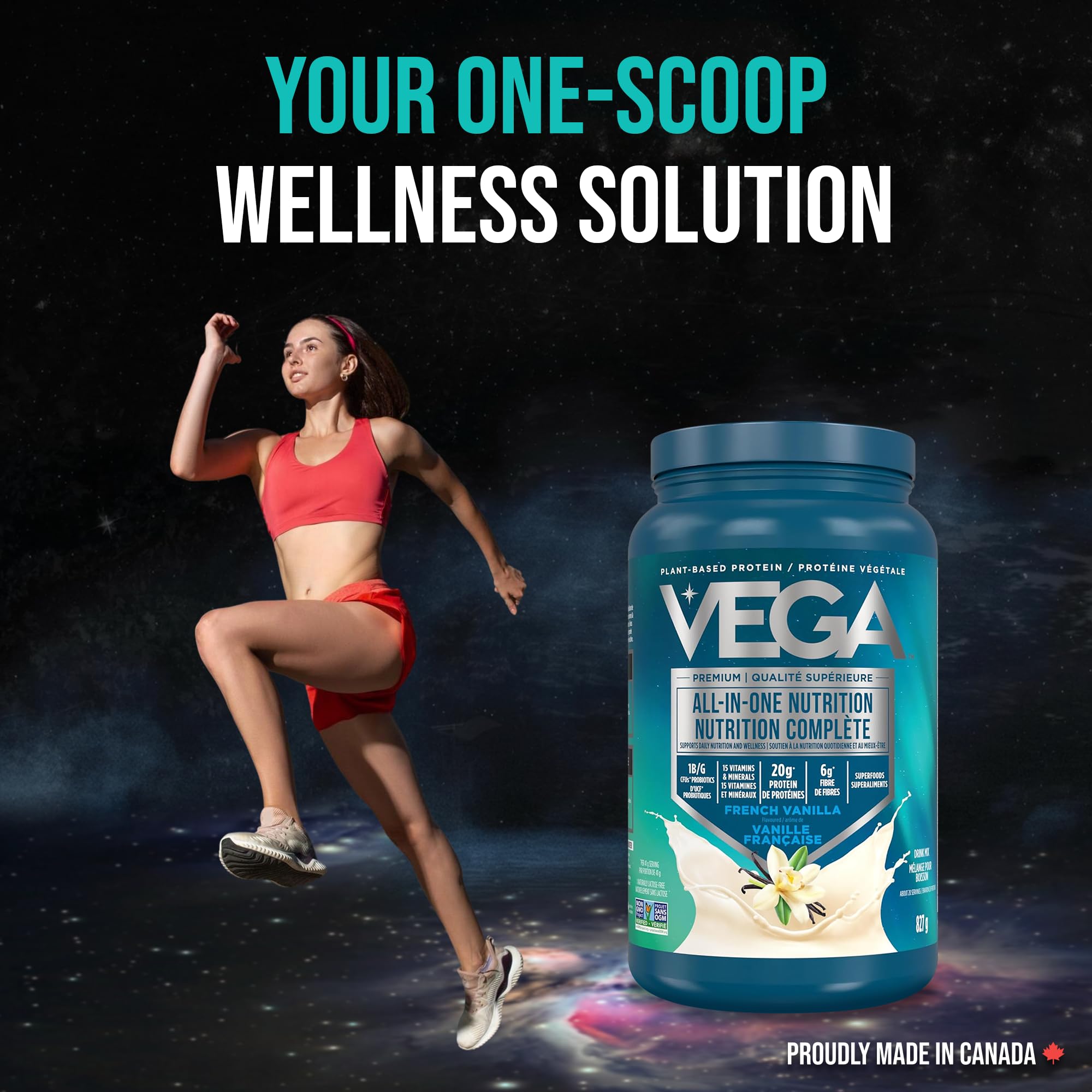 Vega Premium All-in-One Nutrition Protein Powder – 20g Plant-Based Vegan Protein, Vitamins & Probiotics, Vanilla, 827g (20 Servings) 🍁 All In One Marketplace Canada