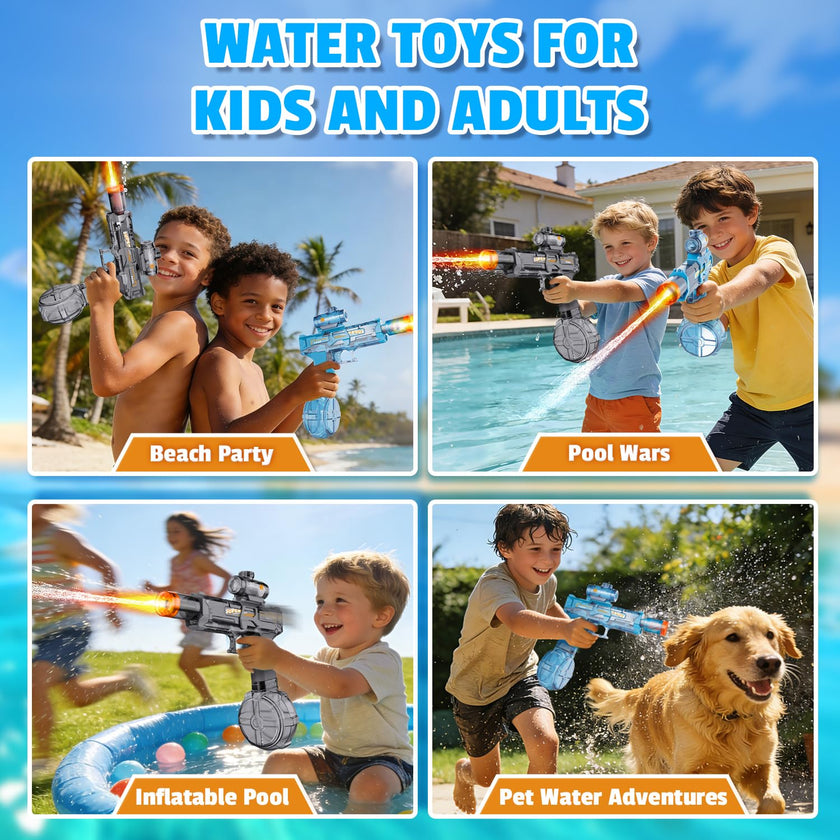 4PCS Electric Water Gun for Kids Adults,Mini Auto Squirt Gun with Flashing Muzzle,26FT Range,Leak-Proof Rechargeable Water Blaster for Summer Pool Beach Water Fights (Black+Blue) 🍁 All In One Marketplace Canada