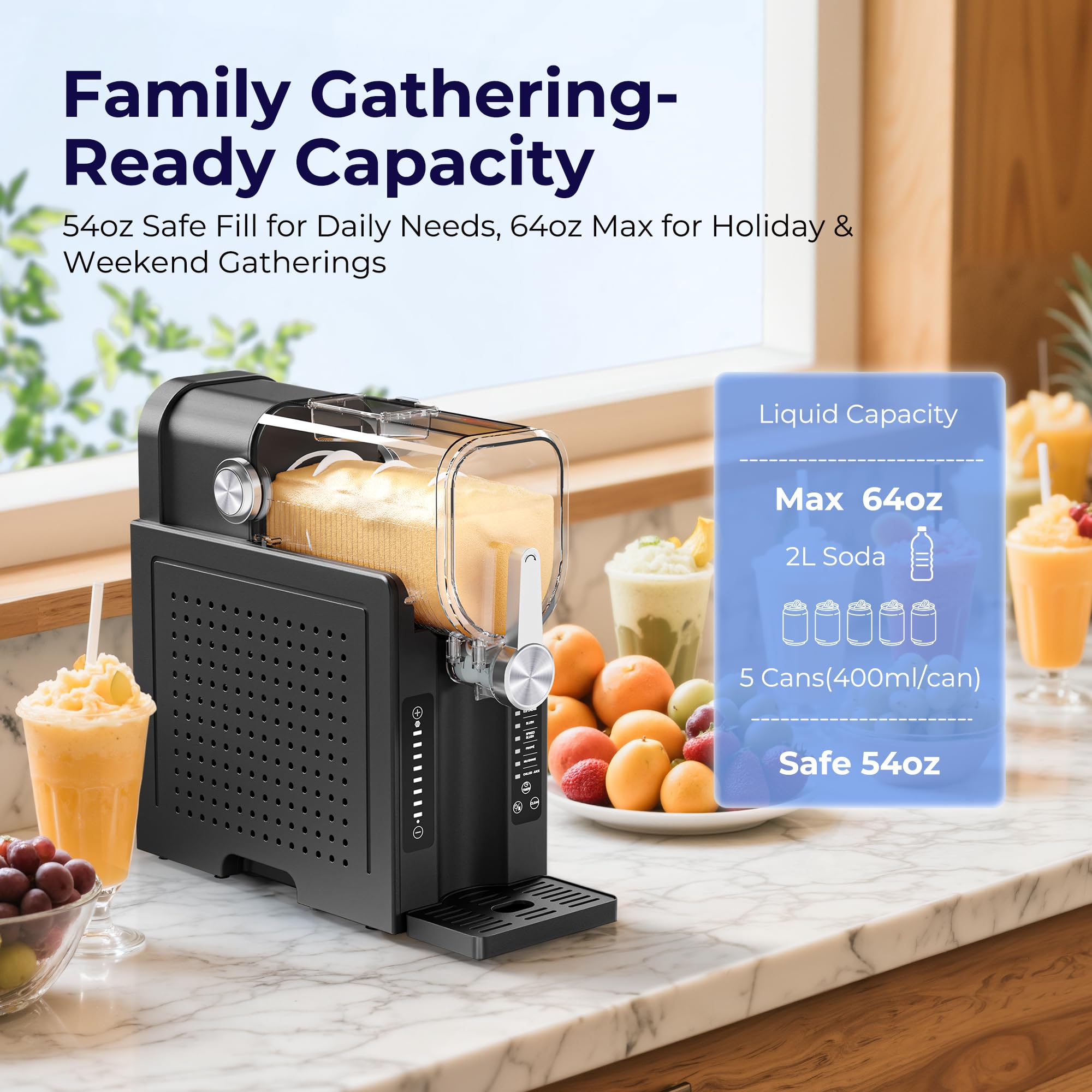 Slushie Machine, No Ice Needed Slushy Maker for Home, Real-Time Temp Display, Frozen Drink Maker with 6 Preset Programs for Ice Cream, Frappés, Milk Shake and More, Black, 1 Pack+3Modes 🍁 All In One Marketplace Canada