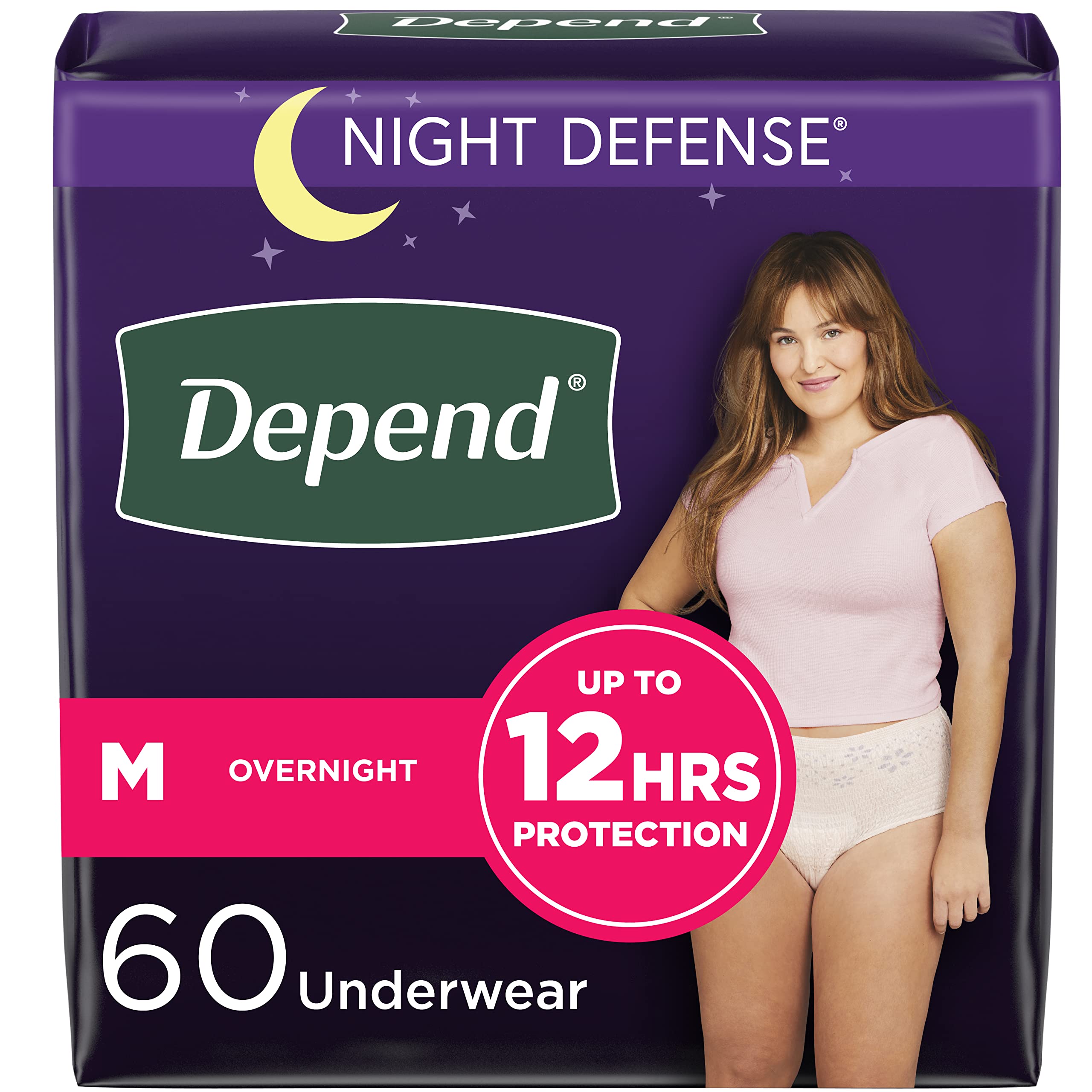 Depend Night Defense Adult Incontinence Underwear for Women, Disposable, Overnight, Medium, Blush, 60 Count 🍁 All In One Marketplace Canada