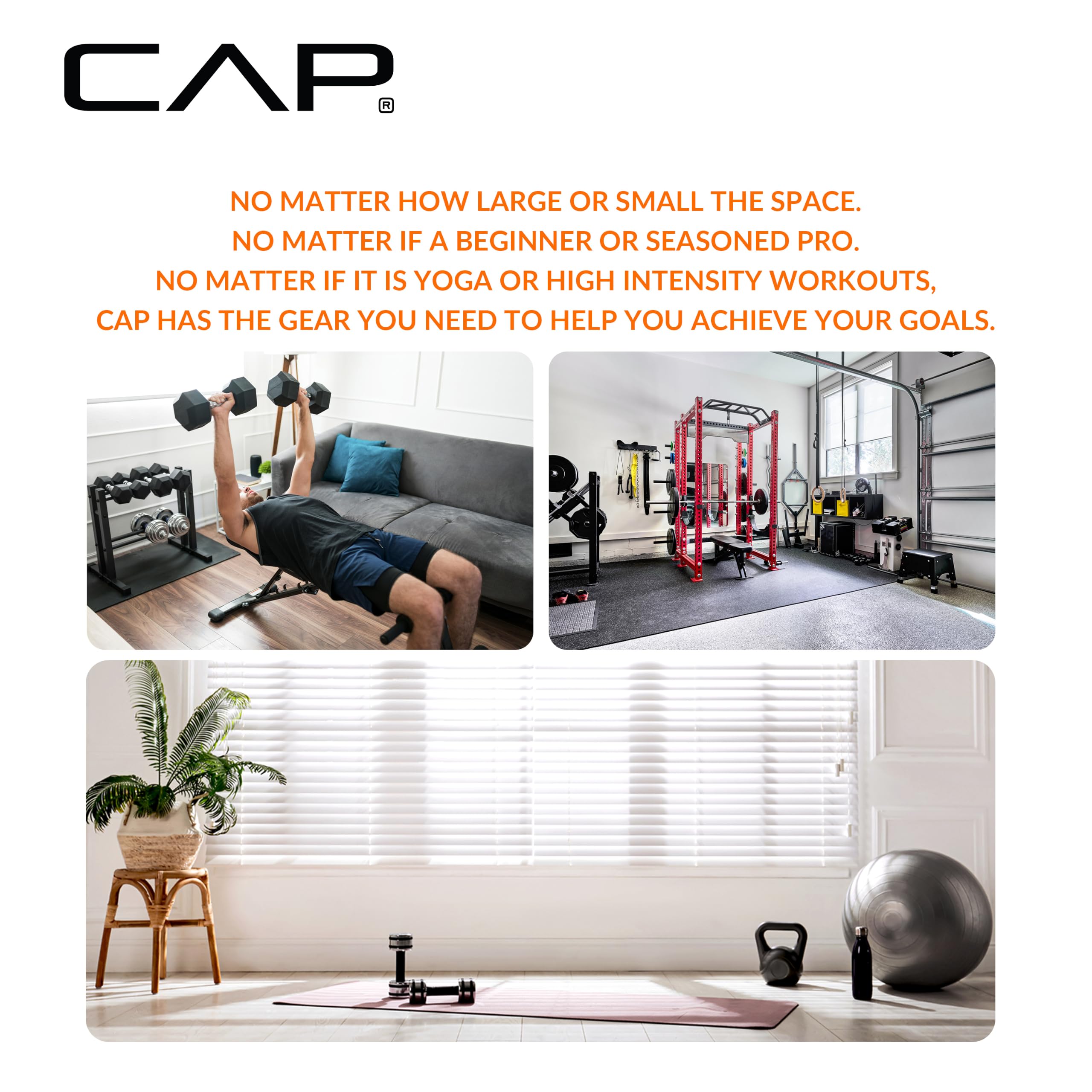 CAP Barbell High Density Exercise Mat with strap, 68