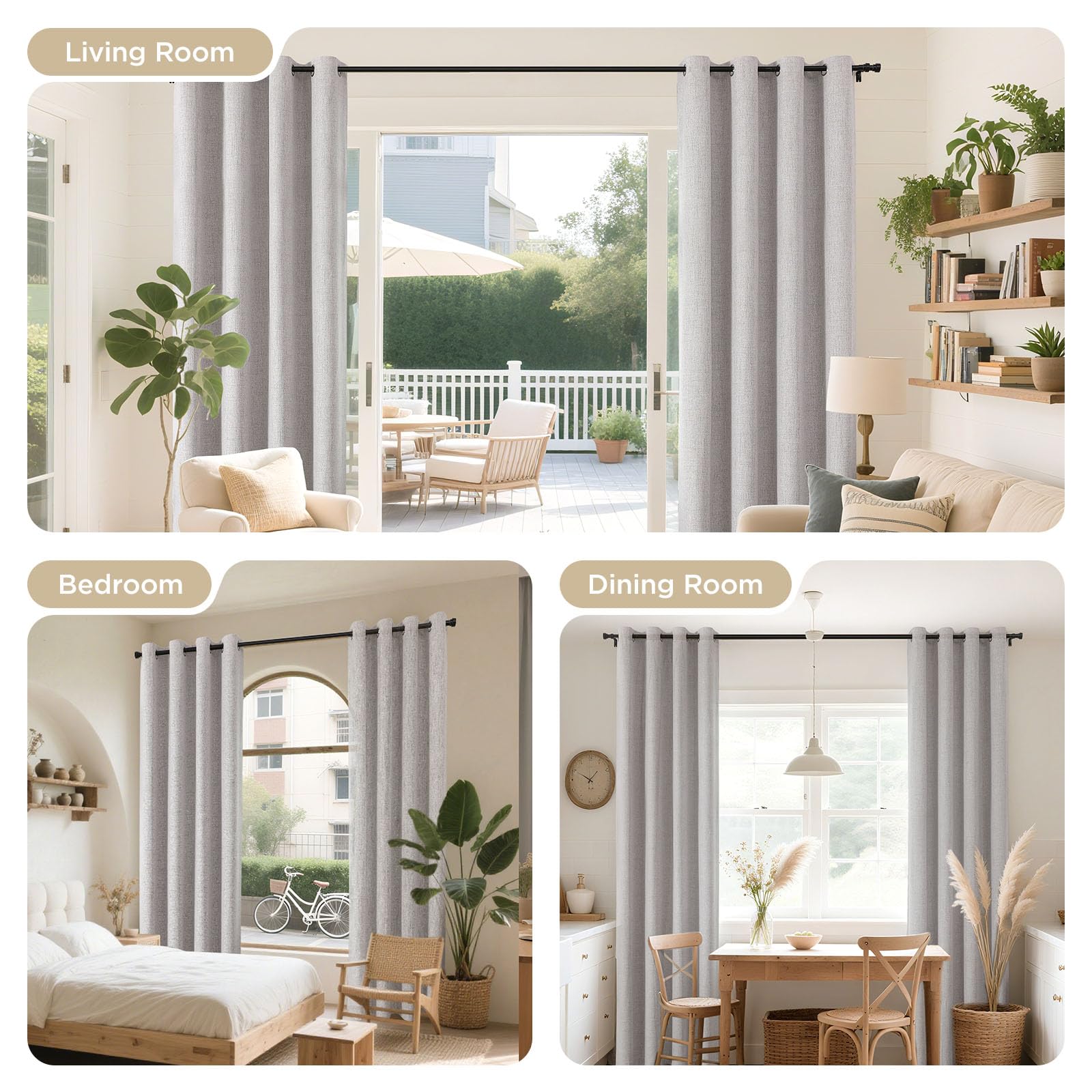 Joydeco 100% Blackout Curtains 2 Panels for Living Room - Linen Black Out Curtains 84 Inch Long Room Darkening Opaque Curtains for Bedroom, Thermal Insulated Drapes Privacy Protection 2 Panels Set 🍁 All In One Marketplace Canada