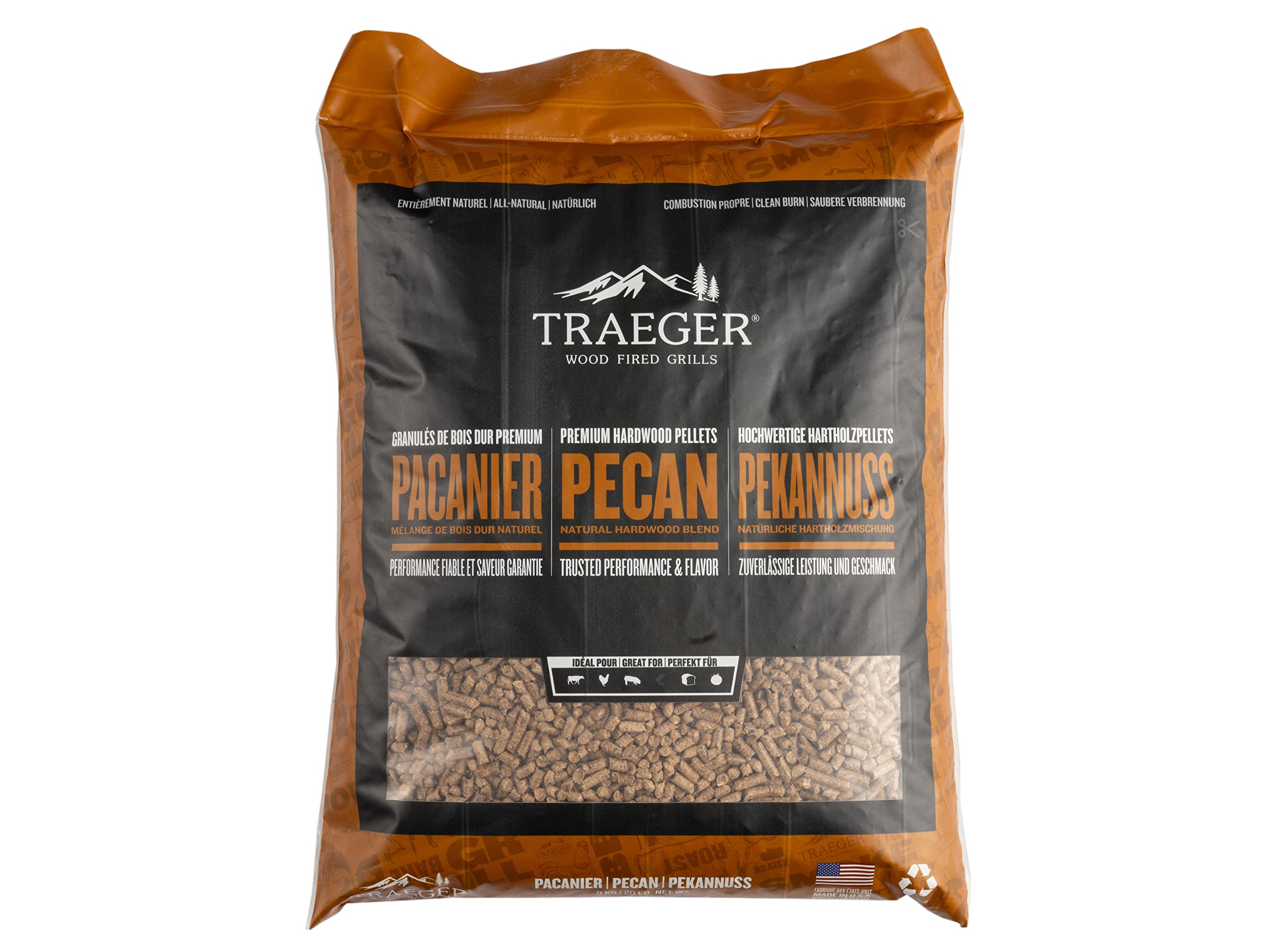 Traeger Grills Pecan 100% All-Natural Wood Pellets for Smokers and Pellet Grills. BBQ, Bake, Roast, and Grill, 20 lb. Bag 🍁 All In One Marketplace Canada