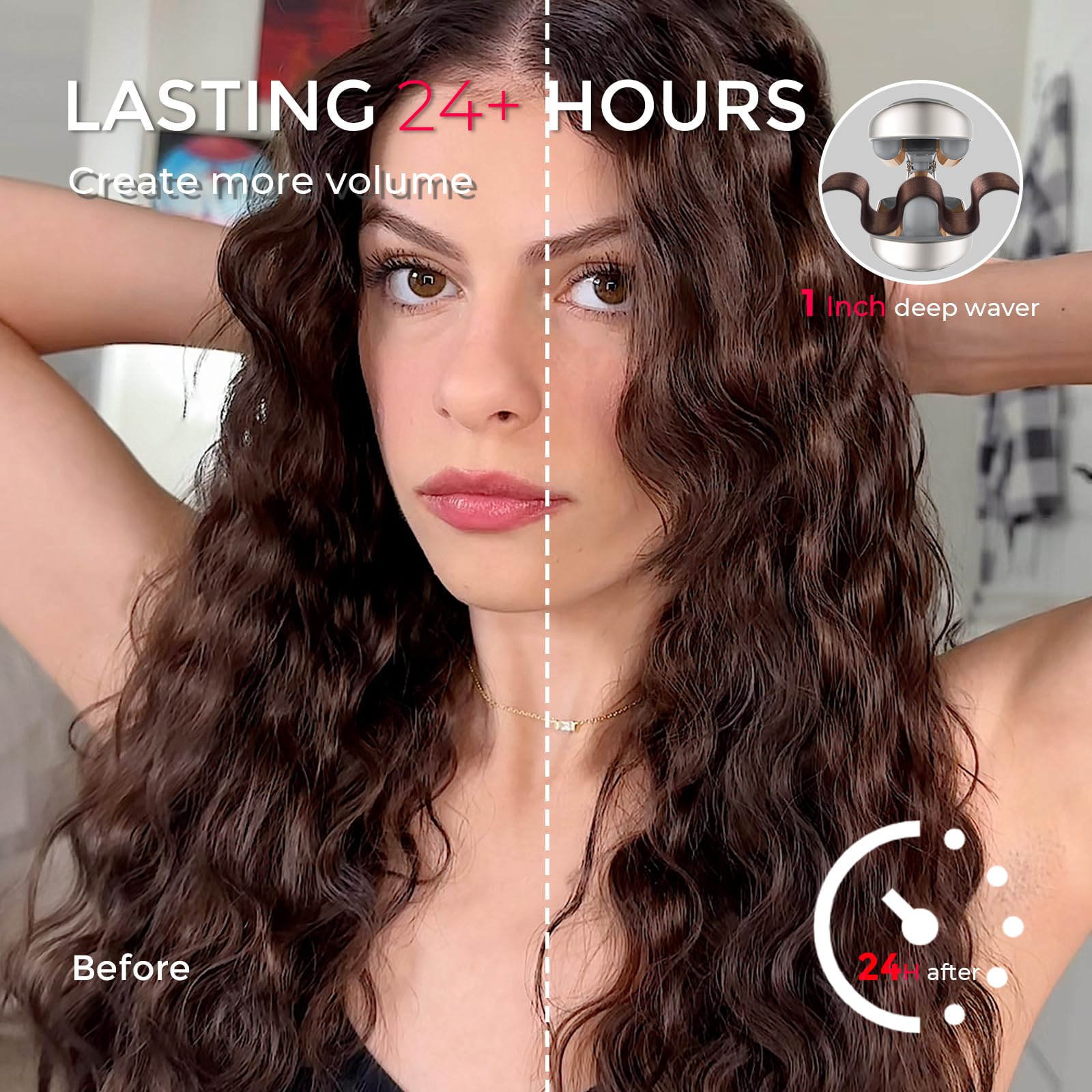 TYMO ROVY Hair Waver Curling Iron, 3-Barrel Ionic Hair Curler with 9 Heat Settings, Beach Waves Crimper for Women, Travel-Friendly, Anti-Scald, Fast Heating, Easy to Use, Elegant Gold, 1 Inch 🍁 All In One Marketplace Canada