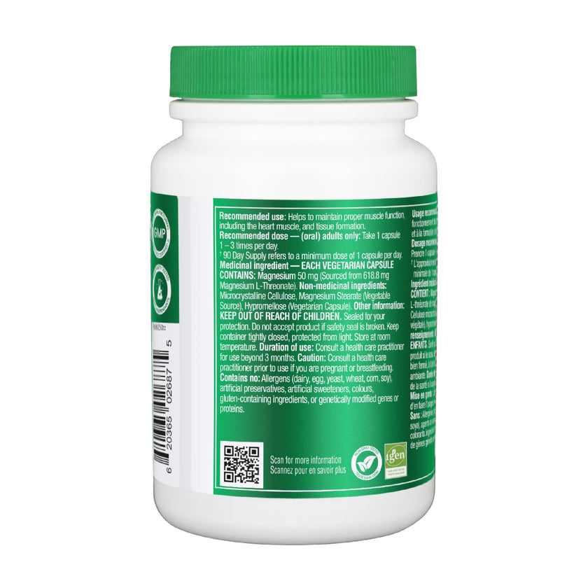 Organika Magnesium L-Threonate- High Absorption to Boost Magnesium Levels- 90vcaps 🍁 All In One Marketplace Canada