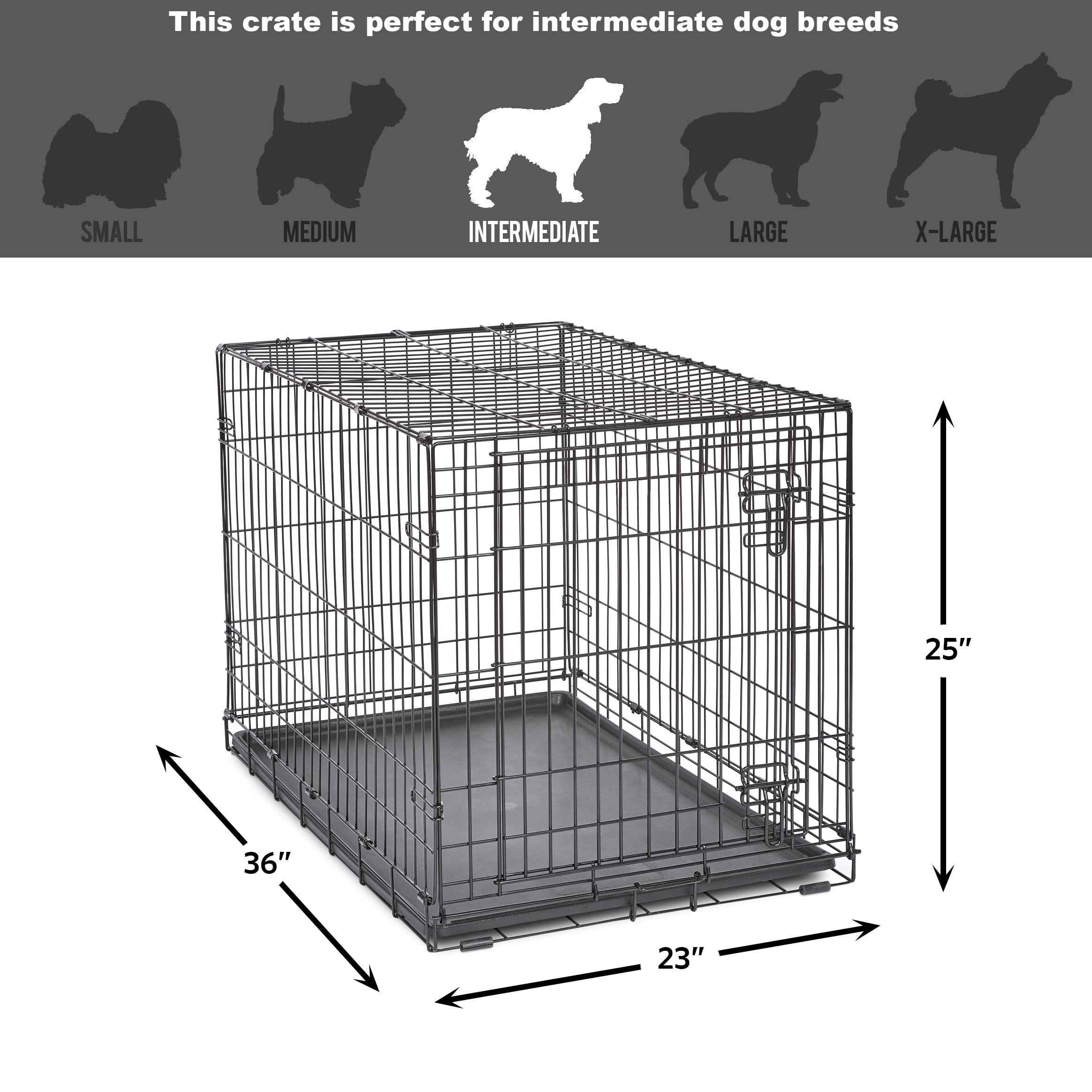 MidWest Homes for Pets 36-Inch New World Crate for Medium-Large Breeds, 41-70 lbs, Single Door Folding Dog Crate, Leak-Proof Tray & Secure Latch, Portable, Durable & Easy to Assemble 🍁 All In One Marketplace Canada