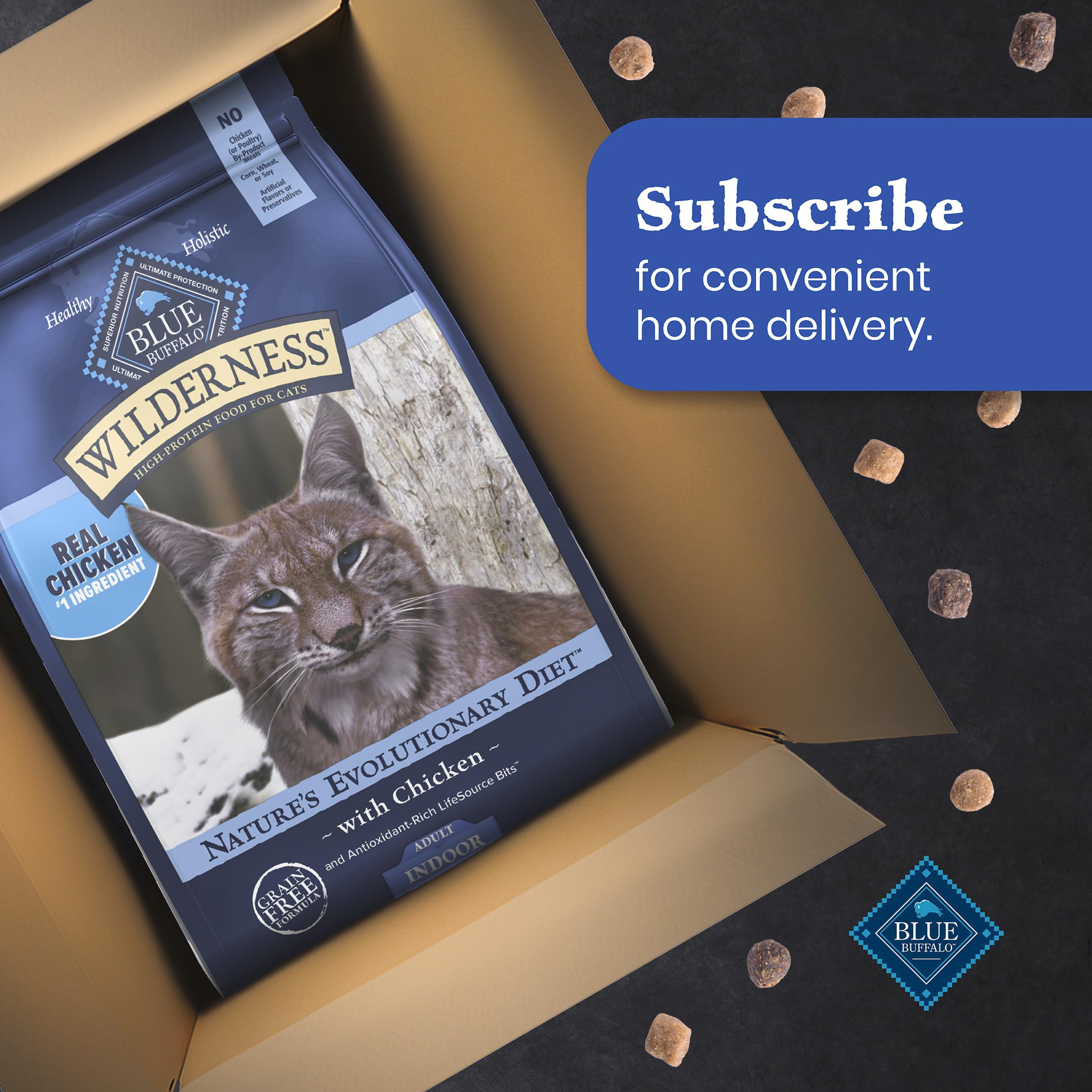 Blue Buffalo Wilderness Chicken Natural High-Protein Grain-Free Dry Food for Adult Indoor Cats, Antioxidant-Rich LifeSource Bits Support Immunity, Promotes Strong Muscles, 4.9kg/11 lbs. 🍁 All In One Marketplace Canada