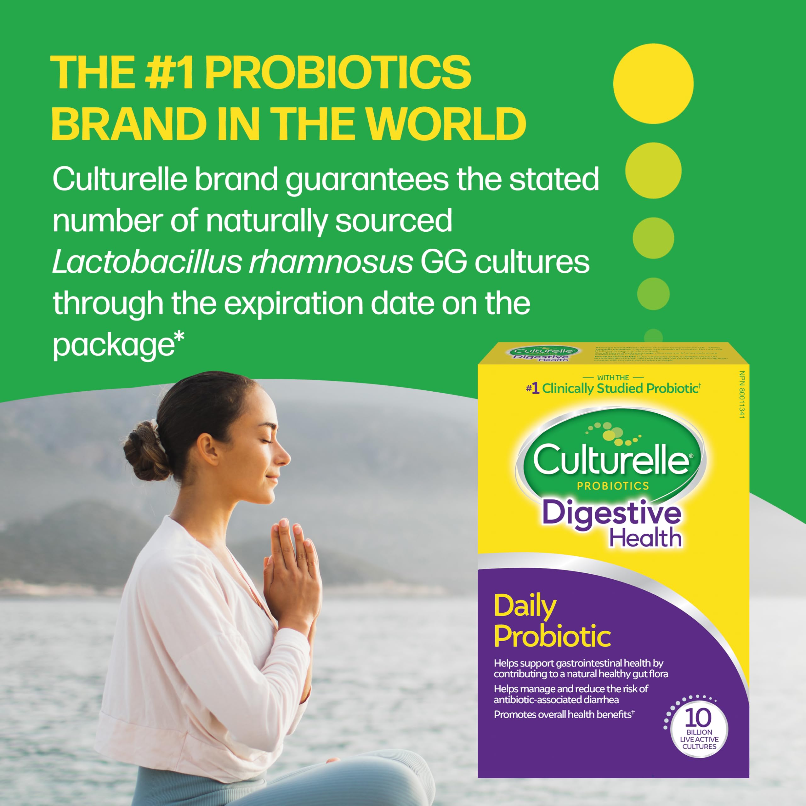 Culturelle Daily Digestive Health Daily Probiotic for Men and Women, With 100% Naturally Sourced Lactobacillus GG Strain, Pharmacist Recommended Gluten Free and Vegan, 50 Count Capsules (Pack of 1) 🍁 All In One Marketplace Canada