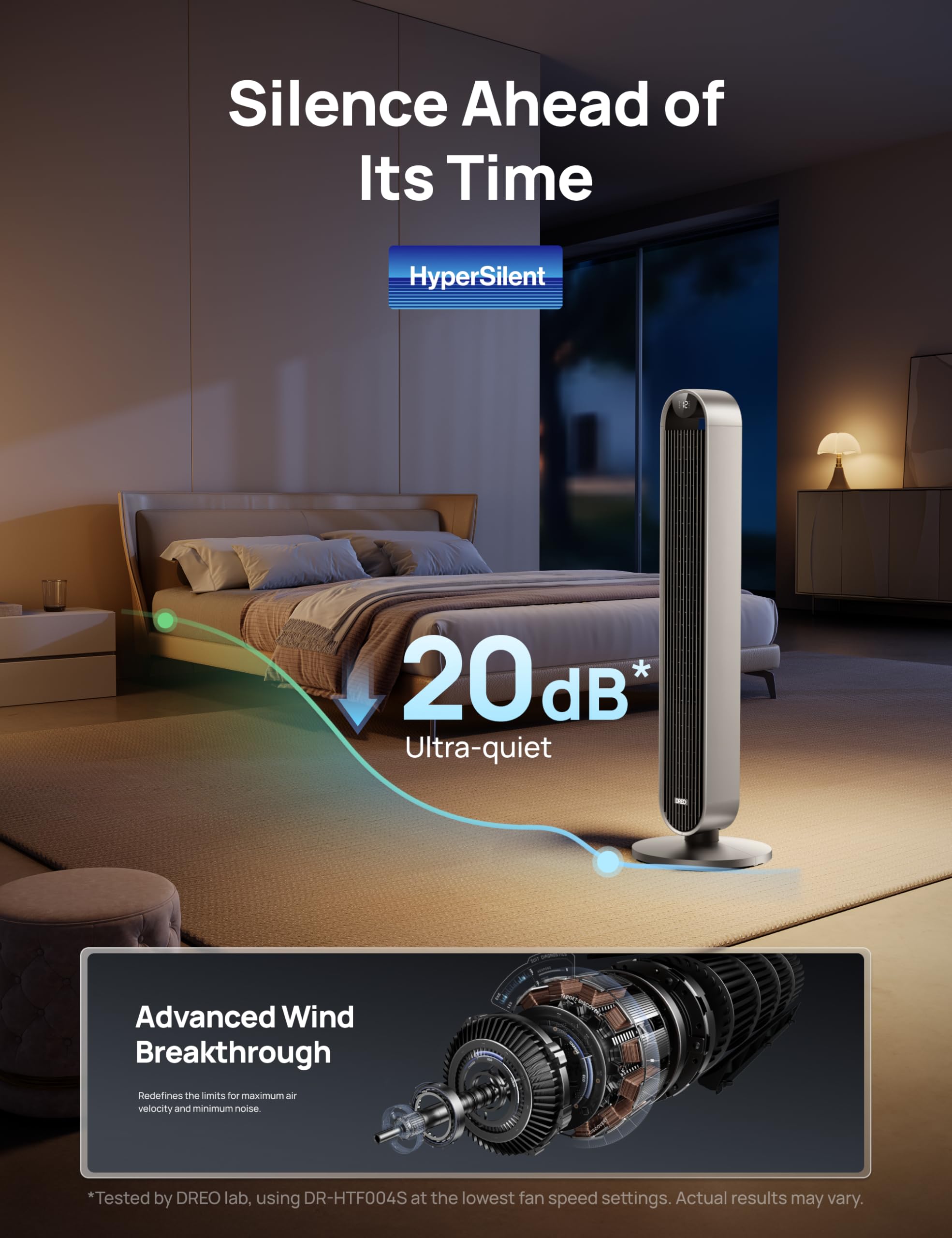 DREO Pilot Max 120° Oscillating Tower Fan, 42 Inch Bladeless Fan for Bedroom, 25dB Quiet DC Motor, Standing Fan with Remote, 12 Hyper Wind Speeds, 4 Modes, 12H Timer Floor Fans for Home Living Room 🍁 All In One Marketplace Canada