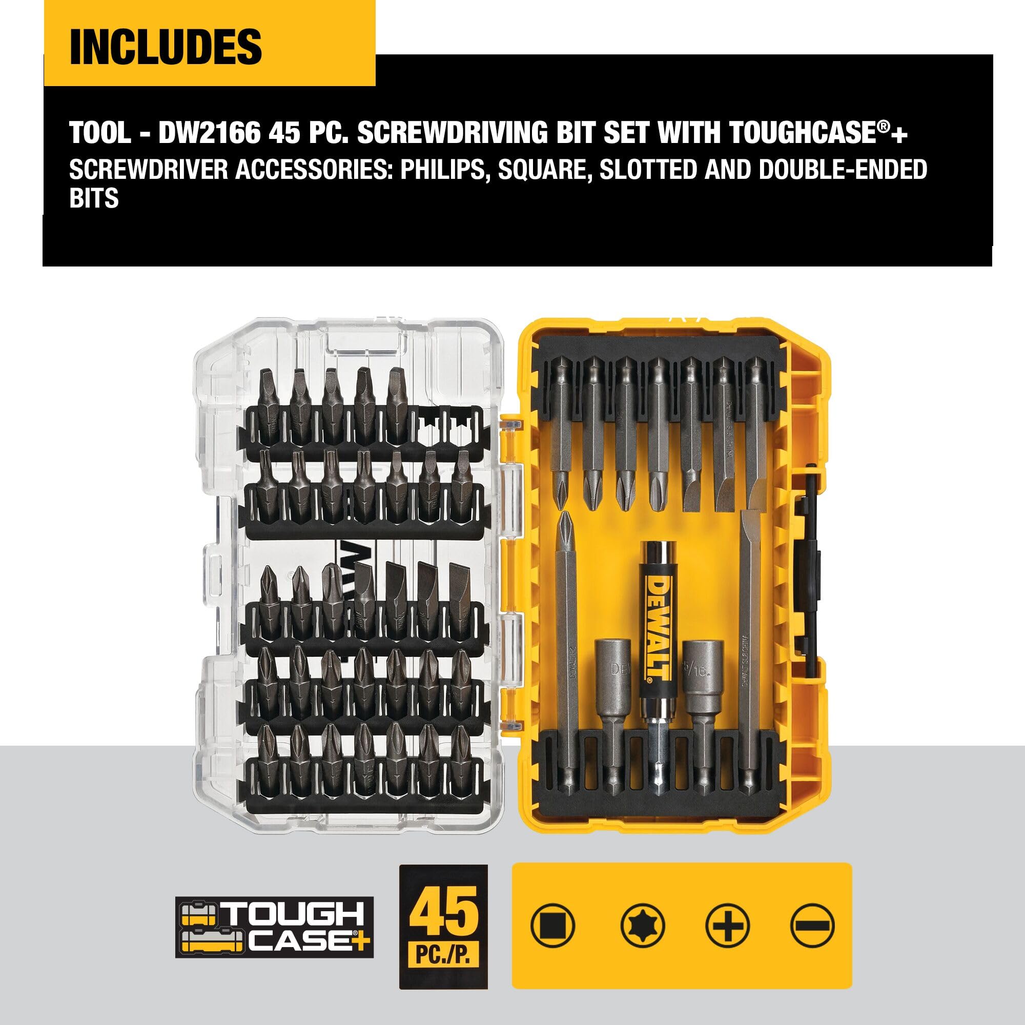 DEWALT Screwdriver Bit Set with Tough Case, 45-Piece (DW2166) 🍁 All In One Marketplace Canada