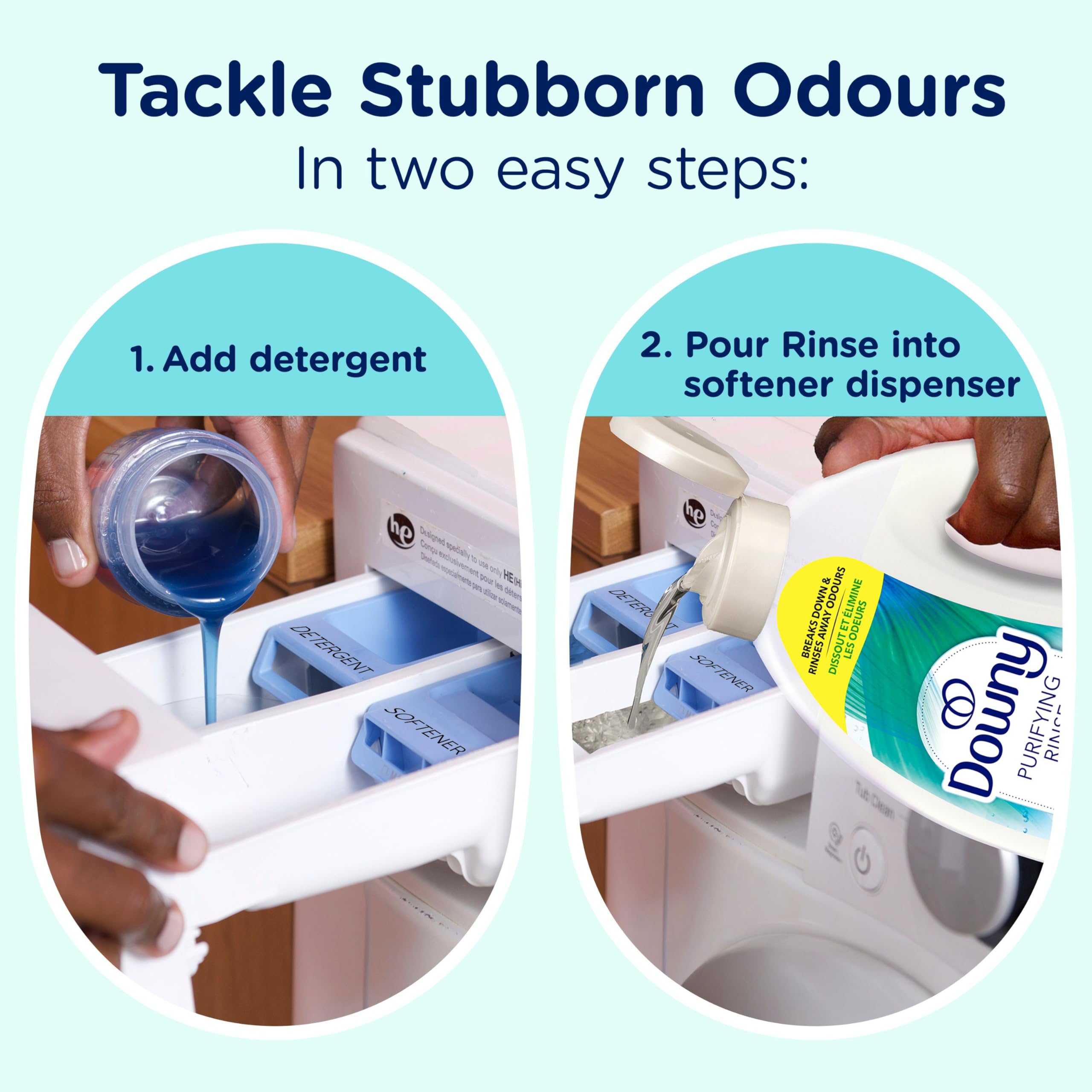 Downy Purifying Rinse Laundry Odour Remover, Cool Cotton Scent, Fabric Softener and Laundry Odour Removal Rinse, Fights Odours at the source, HE Compatible, 1.83 L 🍁 All In One Marketplace Canada