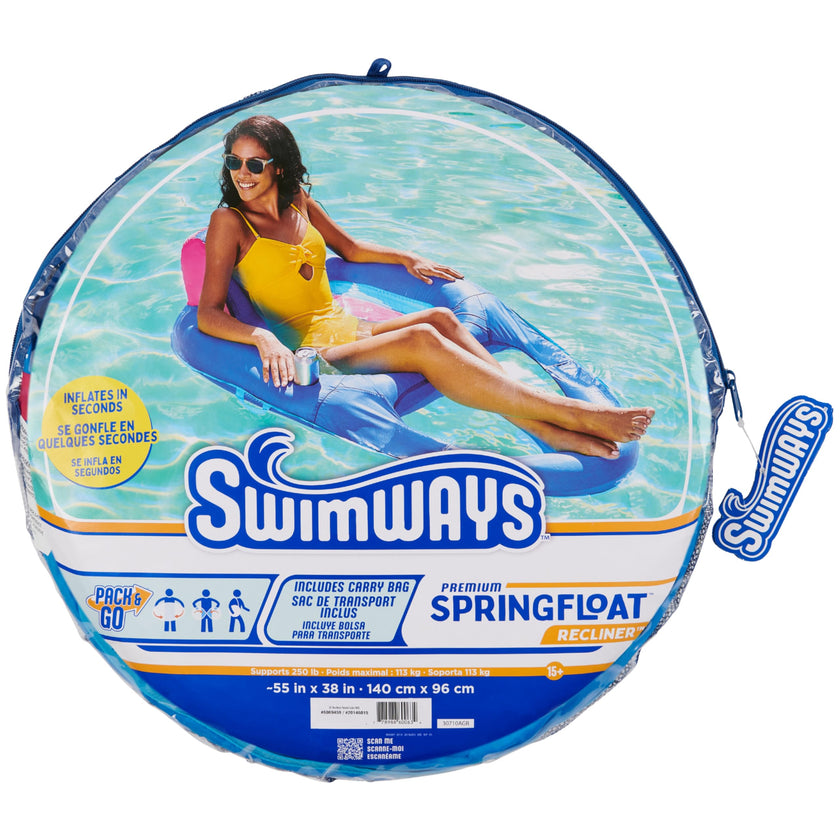 SwimWays Spring Float Premium Recliner Pool Lounger, Inflatable Pool Floats Adult with Fast Inflation for Ages 15 & Up 🍁 All In One Marketplace Canada