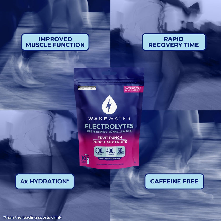 Wake Water Sugar Free Electrolyte Packets, Hydration Powder, Keto & Paleo Friendly Electrolyte Drink Mix, Fasting Hydration Packs, Travel Essentials, Pack of 10 (6g Each) (6 g (Pack of 10), Fruit Punch) 🍁 All In One Marketplace Canada