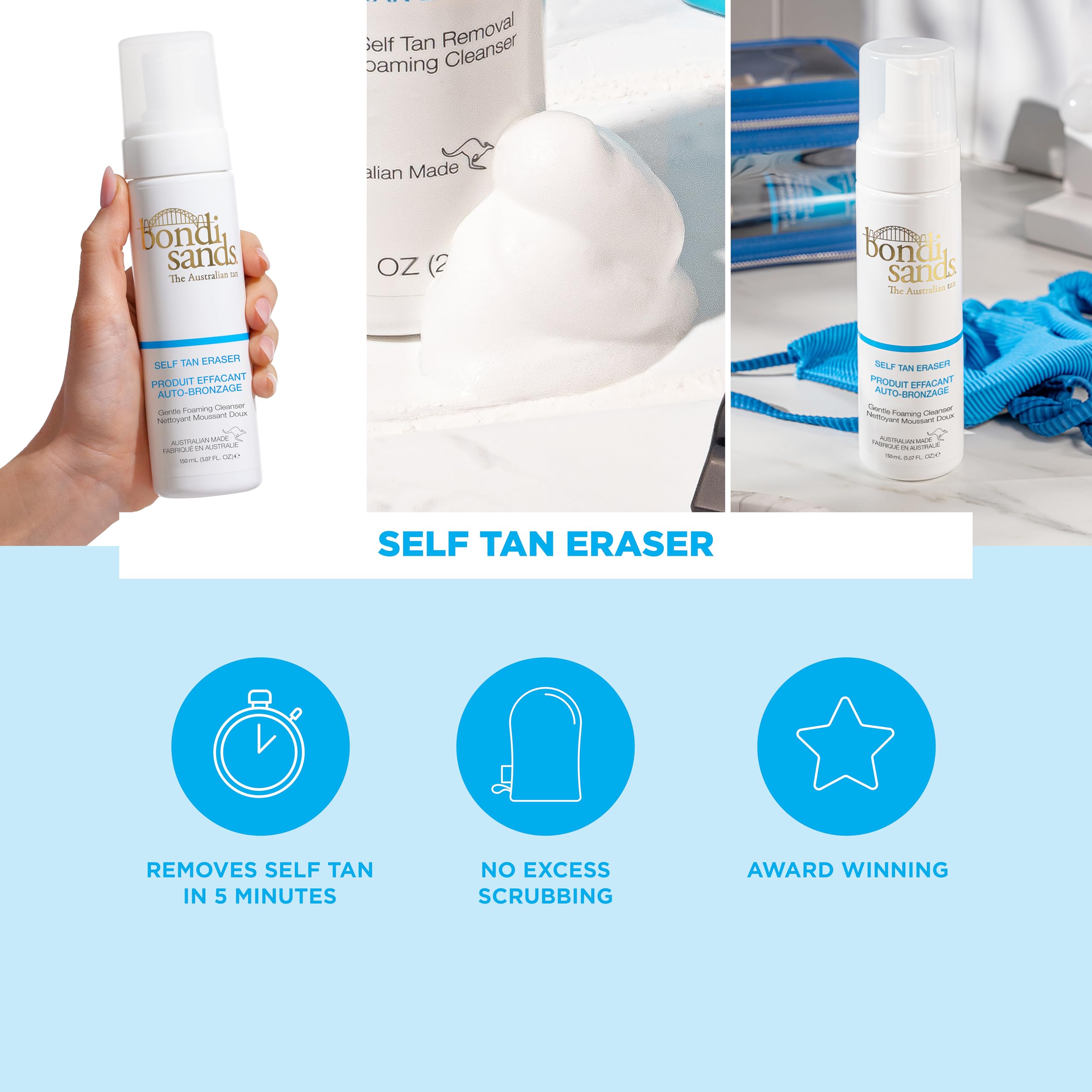 Bondi Sands Self Tan Eraser, Moisturizing, Cleansing, Gentle Formula Removes Self-Tanner and Preps Skin for Reapplication, Vegan + Cruelty-Free, 150mL 🍁 All In One Marketplace Canada