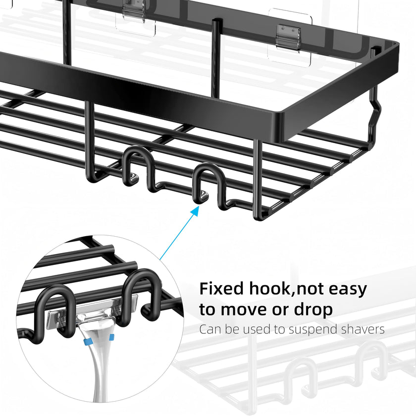 MOFOROCO 3-Pack Shower Caddy Basket Shelf with Soap Holder, No Drilling Traceless Adhesive Shower Wall Shelves, Rustproof Black Bathroom Shower Storage Organizer 🍁 All In One Marketplace Canada
