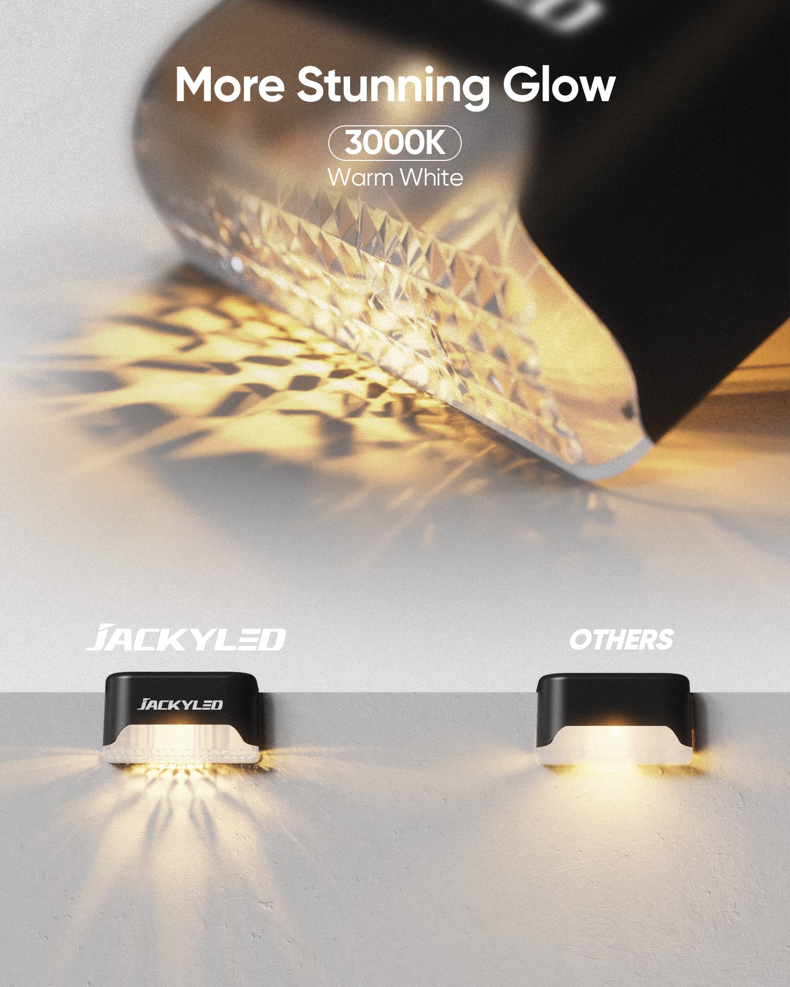 Solar Deck Lights Outdoor 16 Pack, JACKYLED Solar Step Lights Outdoor Waterproof LED Solar Powered Stair Lights for Patio Deck Porch Step Fence Railing Wall Garden Pool Yard 🍁 All In One Marketplace Canada
