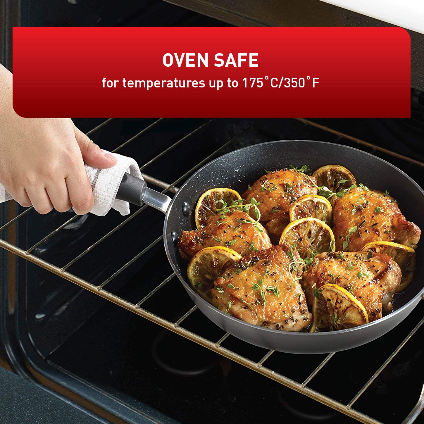 T-FAL, Signature, Non Stick Non Toxic Pots and Pan Set, 24cm (10 in)/ 30cm (12 in), Stone Effect Cookware Set, Thermo Spot Heat Indicator, Metal Utensil Safe,Black, Oven-Safe up to 175˚C/350˚F 🍁 All In One Marketplace Canada