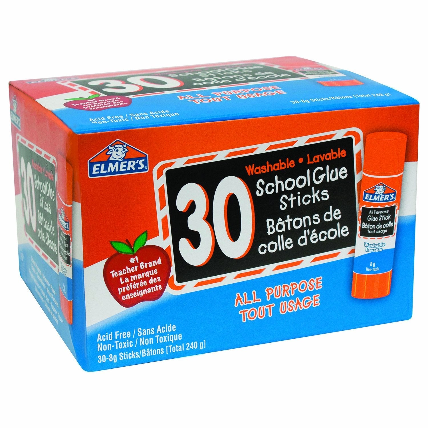 Elmer's School Glue Sticks, All-Purpose, Washable, Non-Toxic, 8 g, 30 Count - Great for Kids Arts and Crafts 🍁 All In One Marketplace Canada