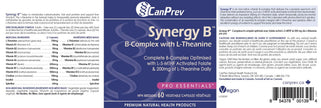 CanPrev Synergy B Complex 60 V-Caps 30-Day Supply - Vitamin B Supplement with L-Theanine 200mg - Complete B Complex Optimized with L-5-MTHF Activated Folate & Spirulina - Vegan, Non-GMO & Gluten-Free 🍁 All In One Marketplace Canada