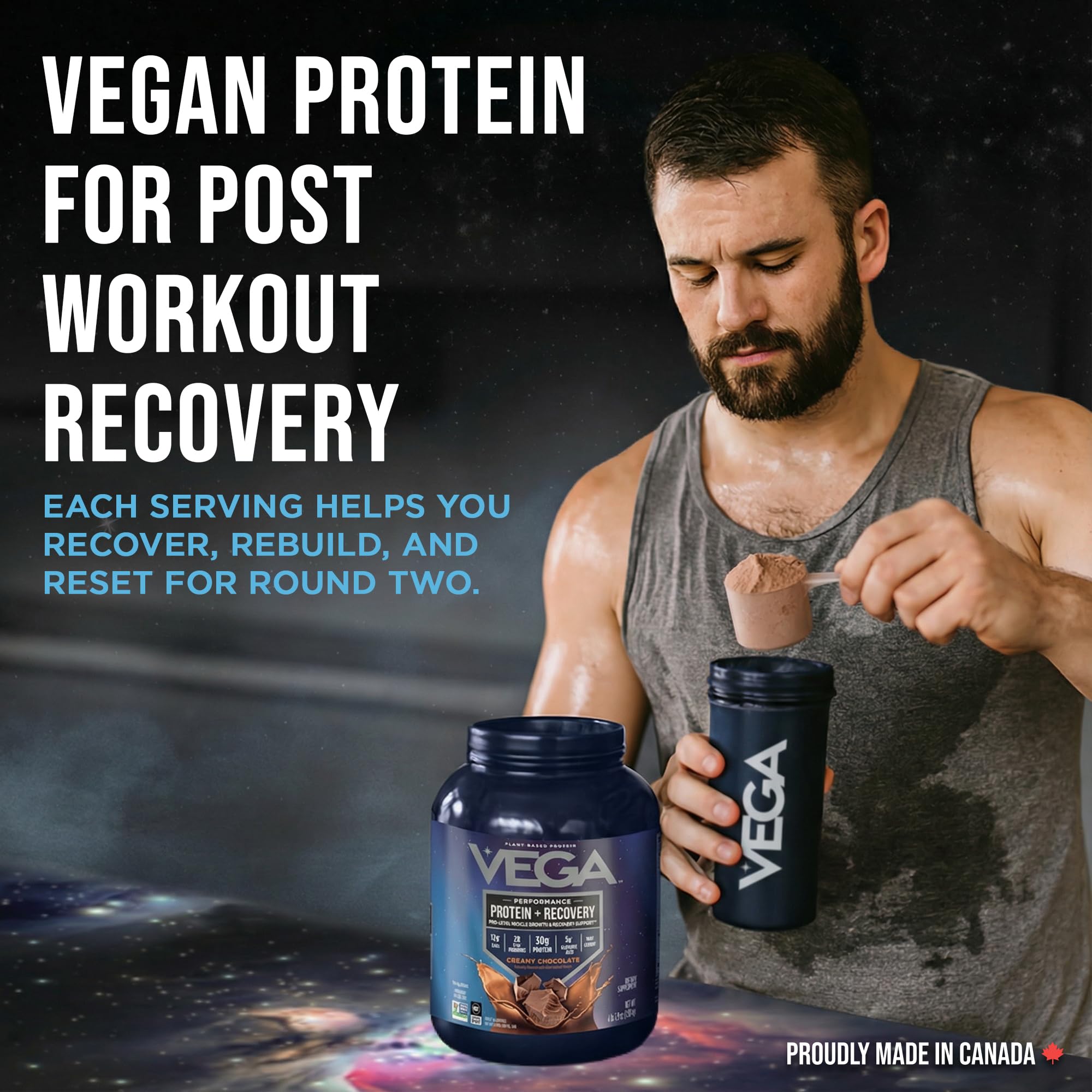 Vega Protein + Recovery, Chocolate – 30g Vegan Protein, Dairy & Gluten Free, Probiotics, NSF Certified, 1.98 kg (45 Servings) 🍁 All In One Marketplace Canada