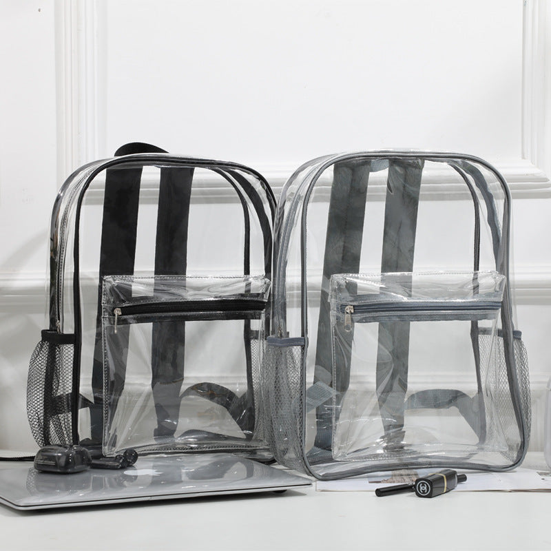 Clear PVC Transparent Backpack – Large Capacity Stadium Approved School & Travel Bag