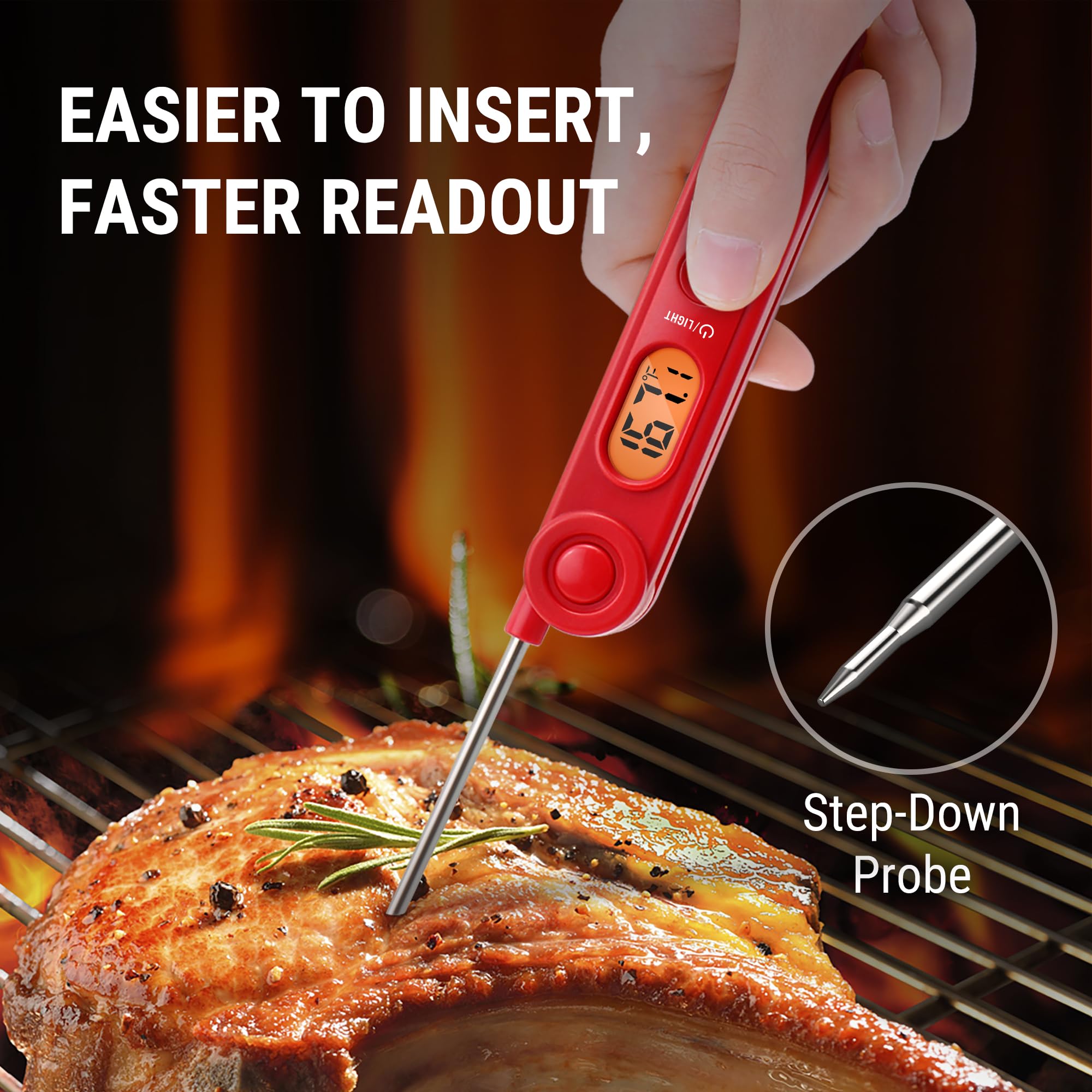 TempPro TP03B Digital Instant Read Meat Thermometer, Cooking Candy Kitchen Food Thermometer with Backlight LCD for BBQ Grill Oil Deep Fry Brewing Wine Making (Previously ThermoPro) 🍁 All In One Marketplace Canada