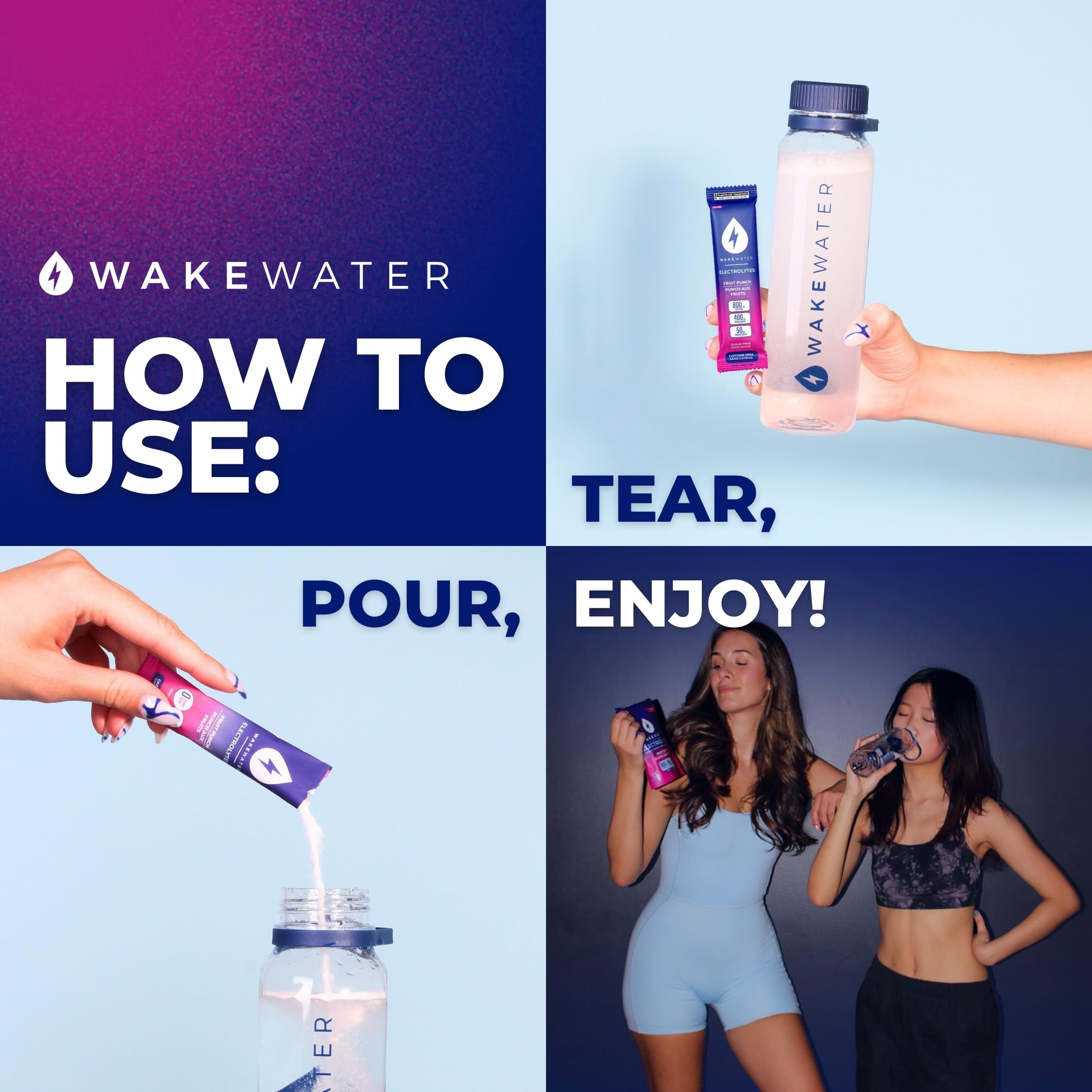 Wake Water Sugar Free Electrolyte Packets, Hydration Powder, Keto & Paleo Friendly Electrolyte Drink Mix, Fasting Hydration Packs, Travel Essentials, Pack of 10 (6g Each) (6 g (Pack of 10), Fruit Punch) 🍁 All In One Marketplace Canada