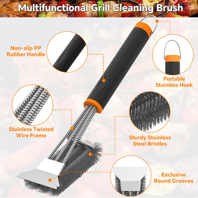 Fixmend 2 Pack BBQ Grill Brush, 15