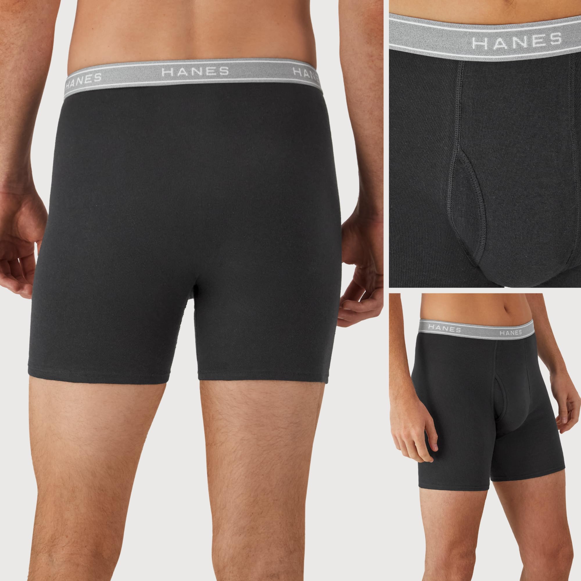 Hanes Boxer Briefs, Cool Dri Moisture-Wicking Underwear, Cotton No-Ride-up for Men, Multi-Packs Available, 6 Pack - Black/Gray, Large 🍁 All In One Marketplace Canada