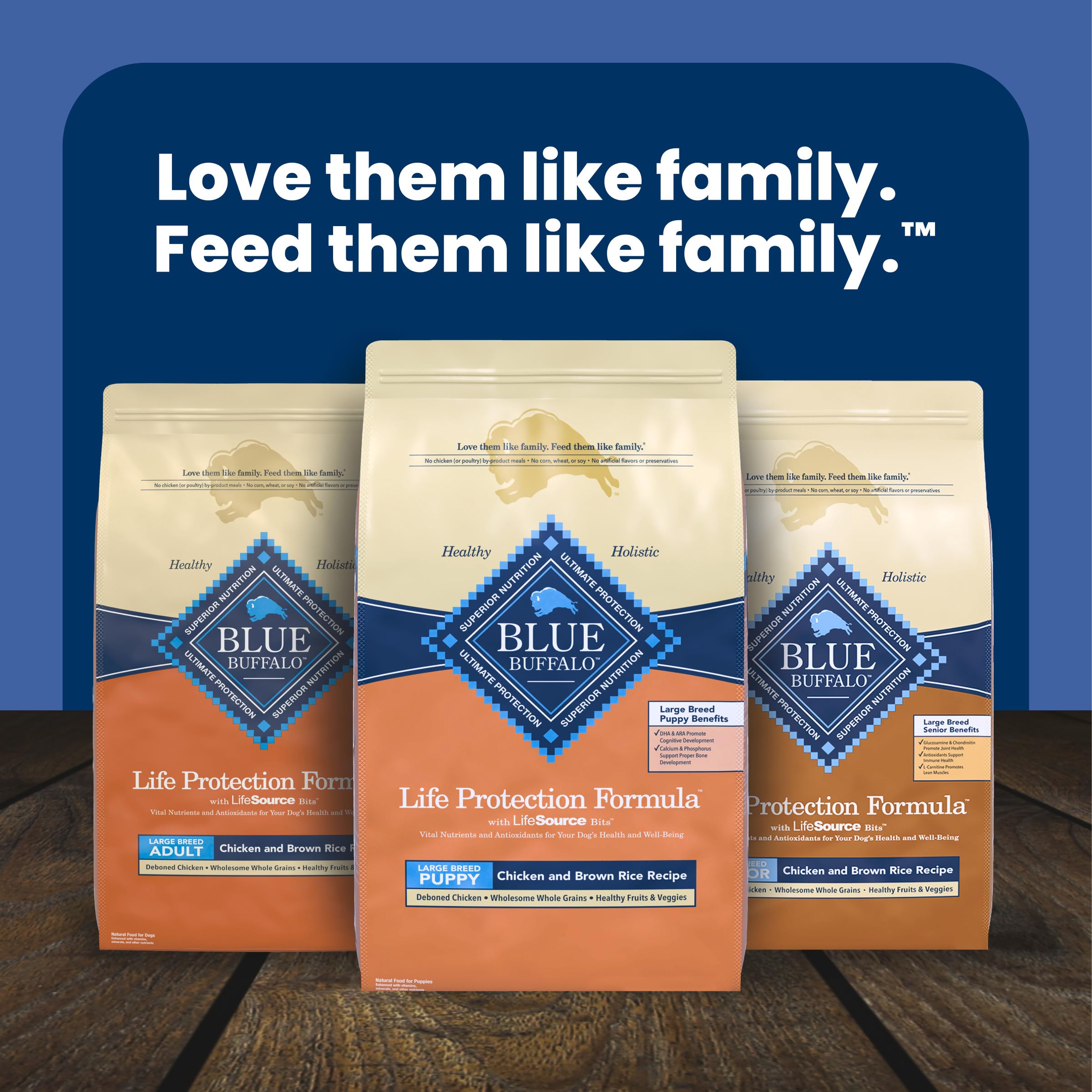Blue Buffalo Life Protection Formula Chicken & Brown Rice Large Breed Puppy Dry Dog Food with DHA & ARA, Supports Immunity with LifeSource Bits, Promotes Healthy Muscles & Strong Bones, 11.7kg/26 lbs 🍁 All In One Marketplace Canada