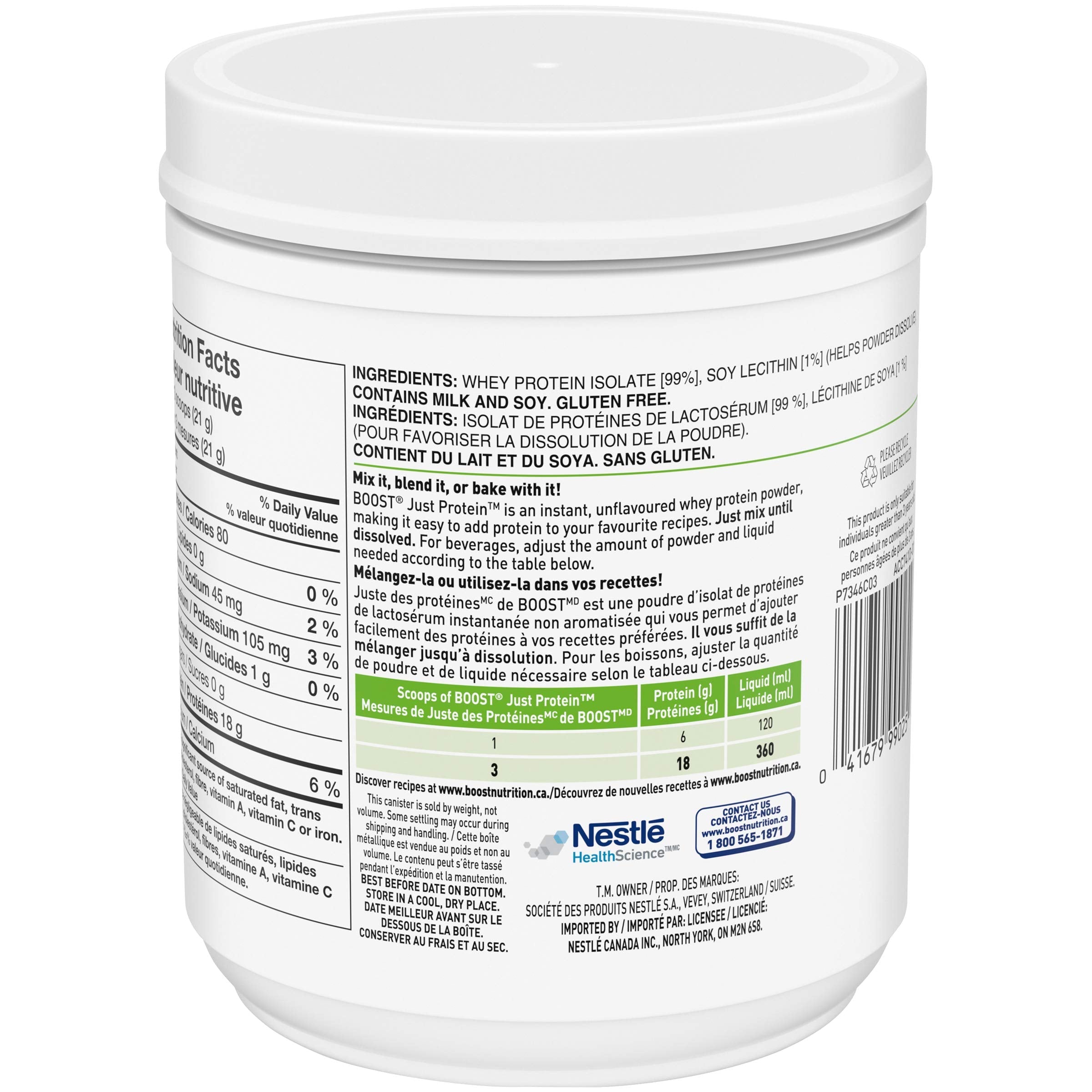 Boost JUST Protein Unflavoured Instant Whey Protein Isolate Powder, 227 Grams (Pack of 1) - Packaging May Vary 🍁 All In One Marketplace Canada