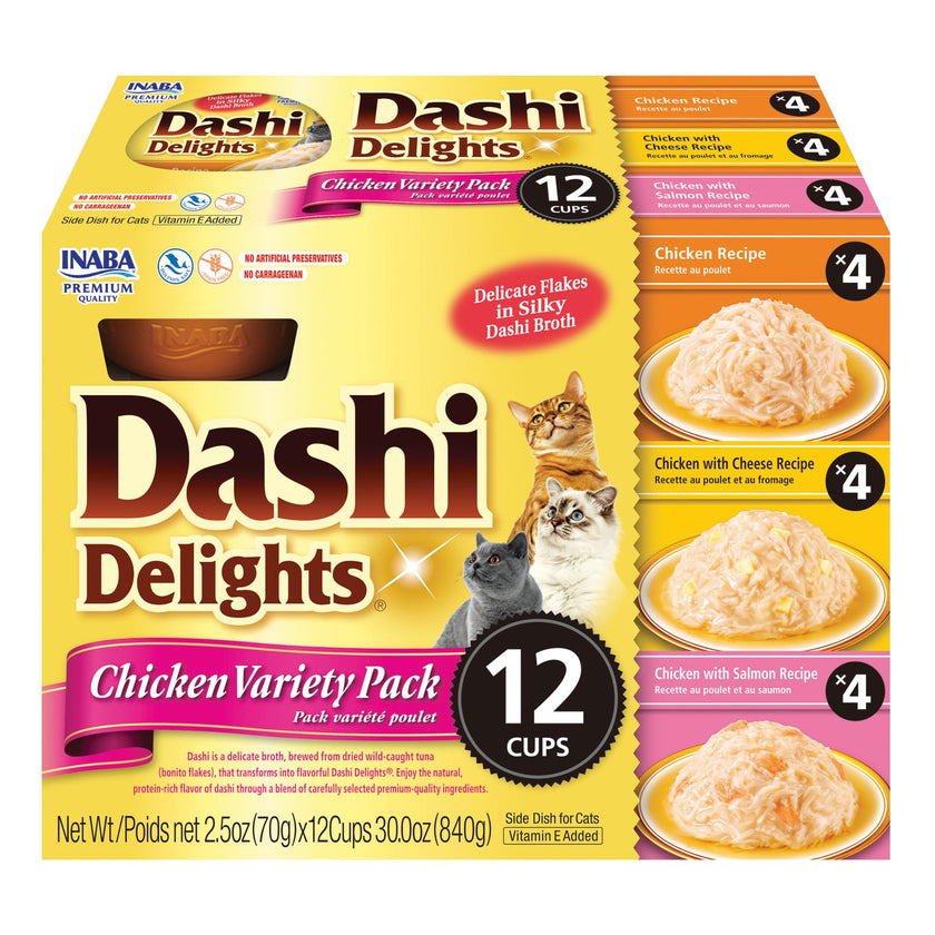 INABA Dashi Delights for Cats, 70 gram Cup, 12 Cups Total, Chicken Variety 🍁 All In One Marketplace Canada