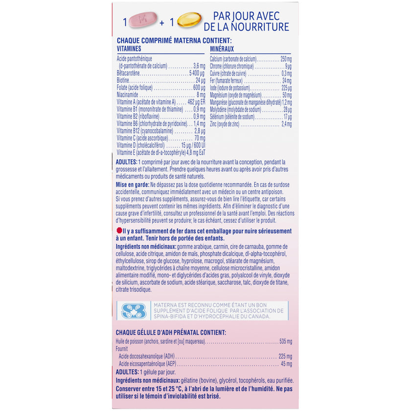 MATERNA Prenatal Multivitamin With DHA Combo Pack, Tablets And Softgels, 100% RDA Of Folic Acid, 127 g 🍁 All In One Marketplace Canada