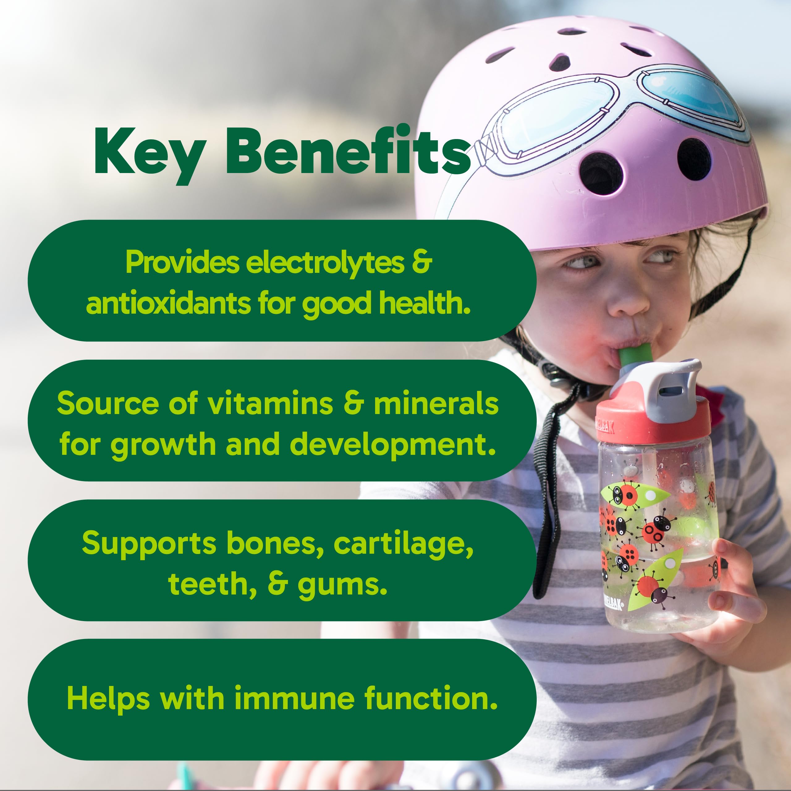 Organika Kids Electrolytes Powder Sticks - Sugar-Free Hydration + Immune support with 100% of daily Vitamin C, Minerals and Prebiotic Fibre | Green Apple Flavour - 3.5g x 20 sachets 🍁 All In One Marketplace Canada
