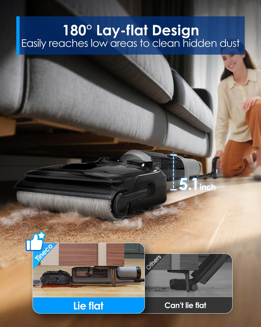Tineco Floor ONE i5 Stretch Wet Dry Vacuum Cleaner,Vacuum & Mop in One Step,180° Lay-Flat Design,Anti-Tangle Design,Dual-Sided Edge Cleaning,Up to 30* Minutes Runtime,Large-Capacity Water Tanks 🍁 All In One Marketplace Canada