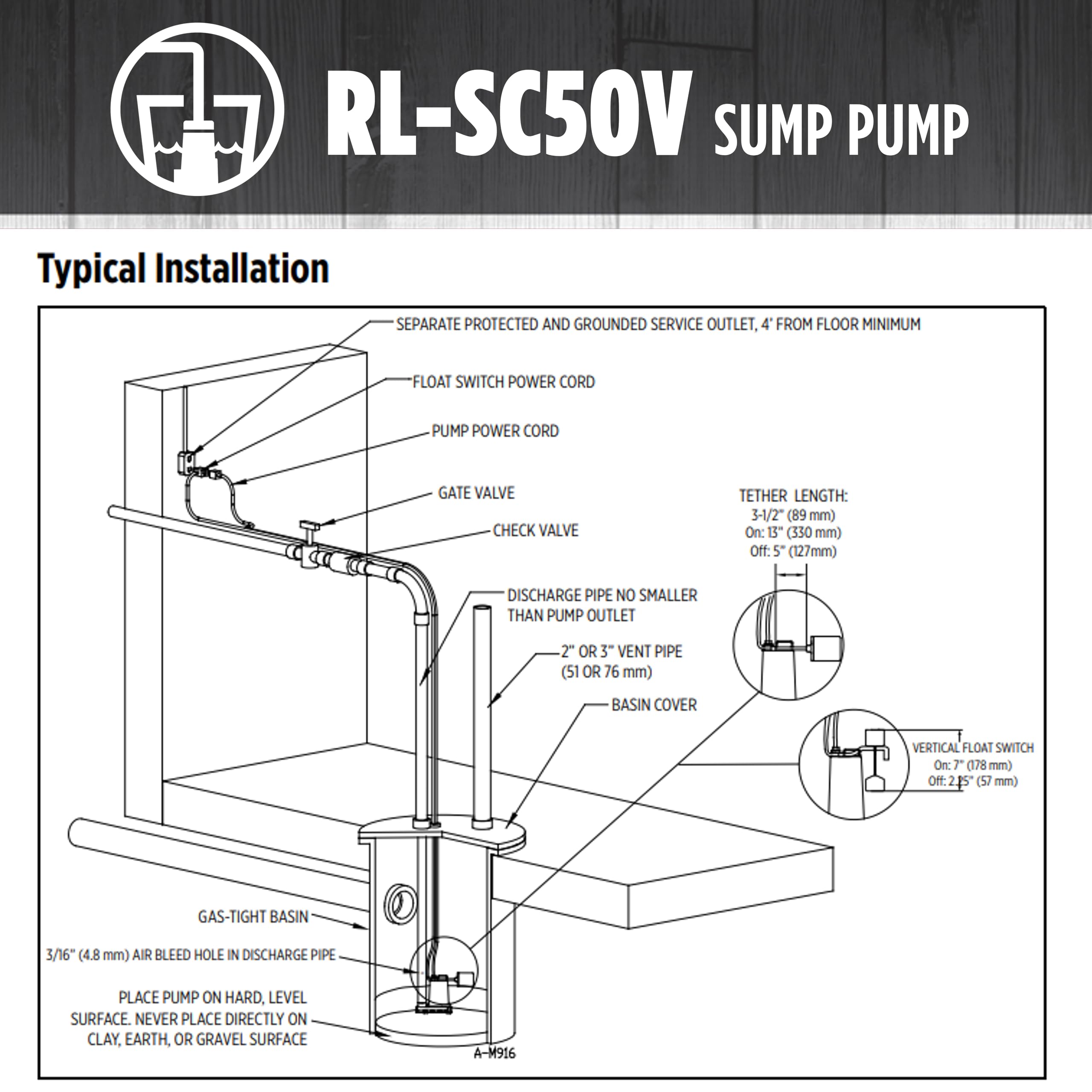 Red Lion RL-SC50V 115-Volt, 1/2 HP, 4300 GPH Cast Iron Sump Pump with Vertical Switch, 10-Ft. Cord, Red, 14942747 🍁 All In One Marketplace Canada