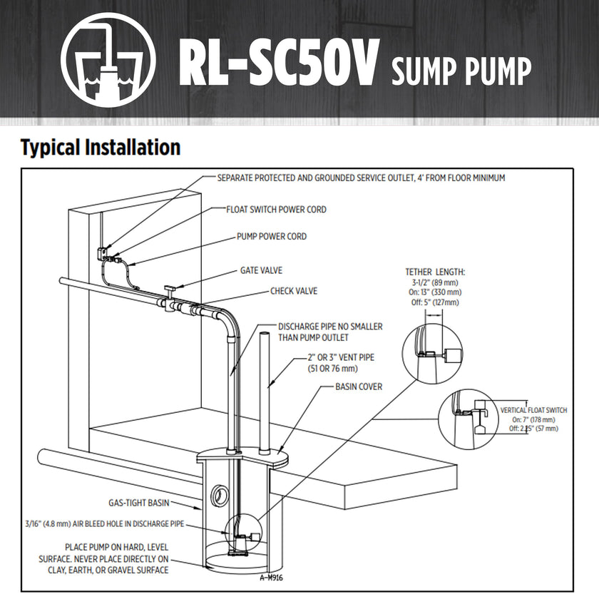 Red Lion RL-SC50V 115-Volt, 1/2 HP, 4300 GPH Cast Iron Sump Pump with Vertical Switch, 10-Ft. Cord, Red, 14942747 🍁 All In One Marketplace Canada