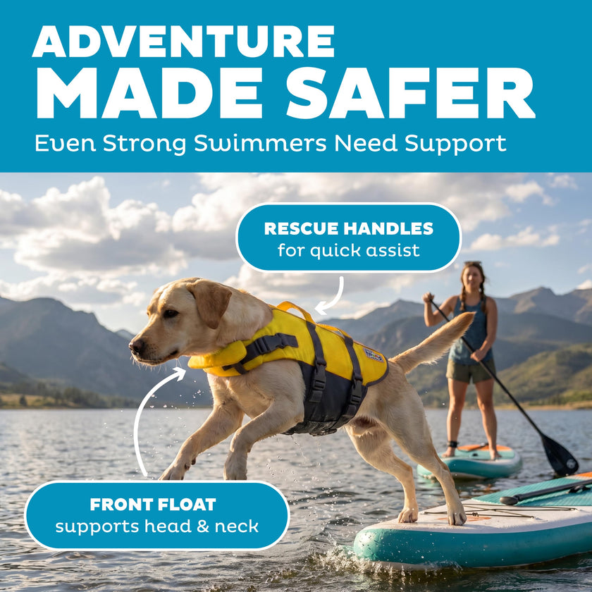 Outward Hound Granby Splash Dog Life Jacket with Handle, Reflective Floating Vest for Swimming & Boating, Maximum Buoyancy, All Skill Levels, Large Dogs (28–32