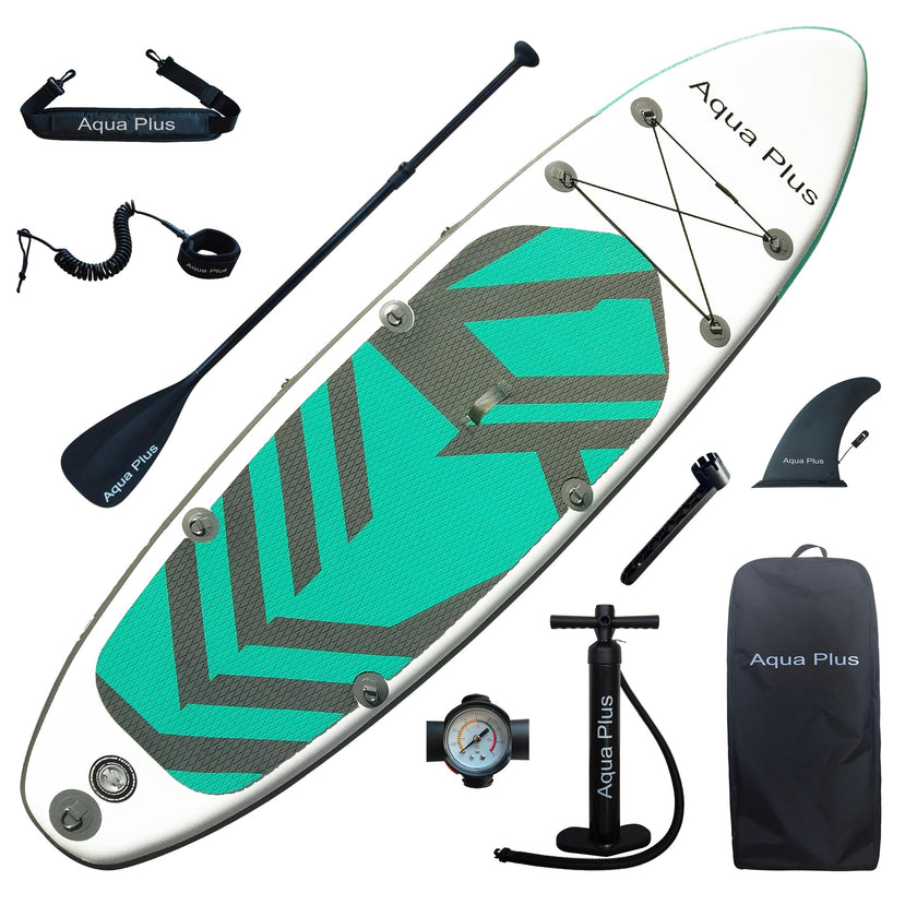 Aqua Plus 6inches Thick Inflatable SUP for All Skill Levels Stand Up Paddle Board,Paddle,Pump,ISUP Travel Backpack, Leash,Shoulder Strap,Youth,Adult Inflatable Paddle Board 🍁 All In One Marketplace Canada