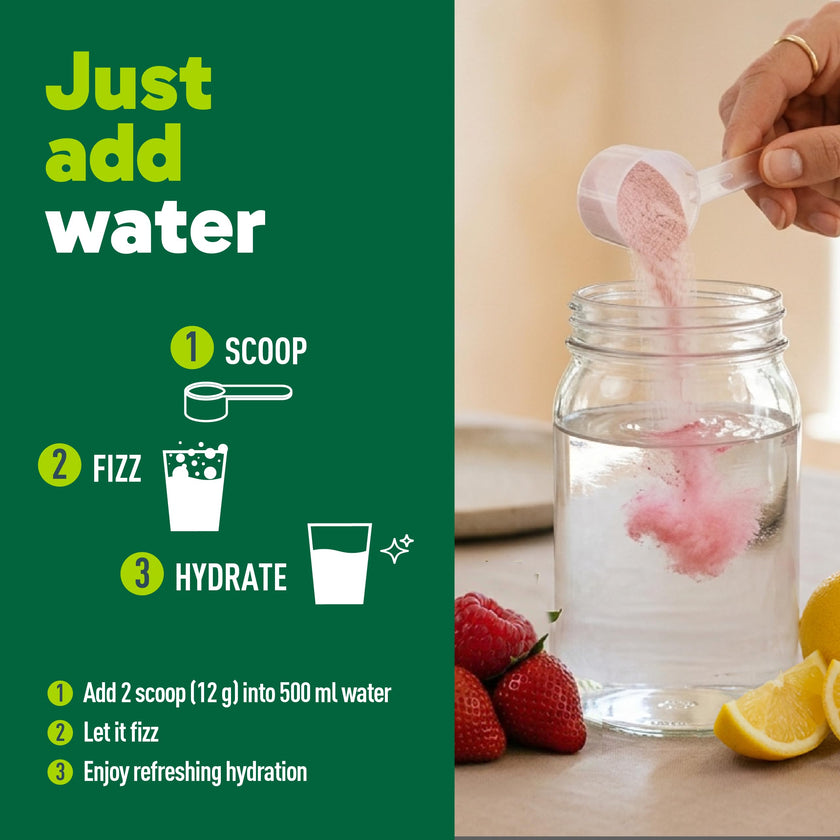 Organika Canadian-Made Electrolytes + Enhanced Collagen - Daily Hydration Powder with 5g of Collagen for Hair, Skin and Nails, 100% of Daily Vitamin C, Zesty Lemon Berry Flavour, 360 g, 30 Servings 🍁 All In One Marketplace Canada