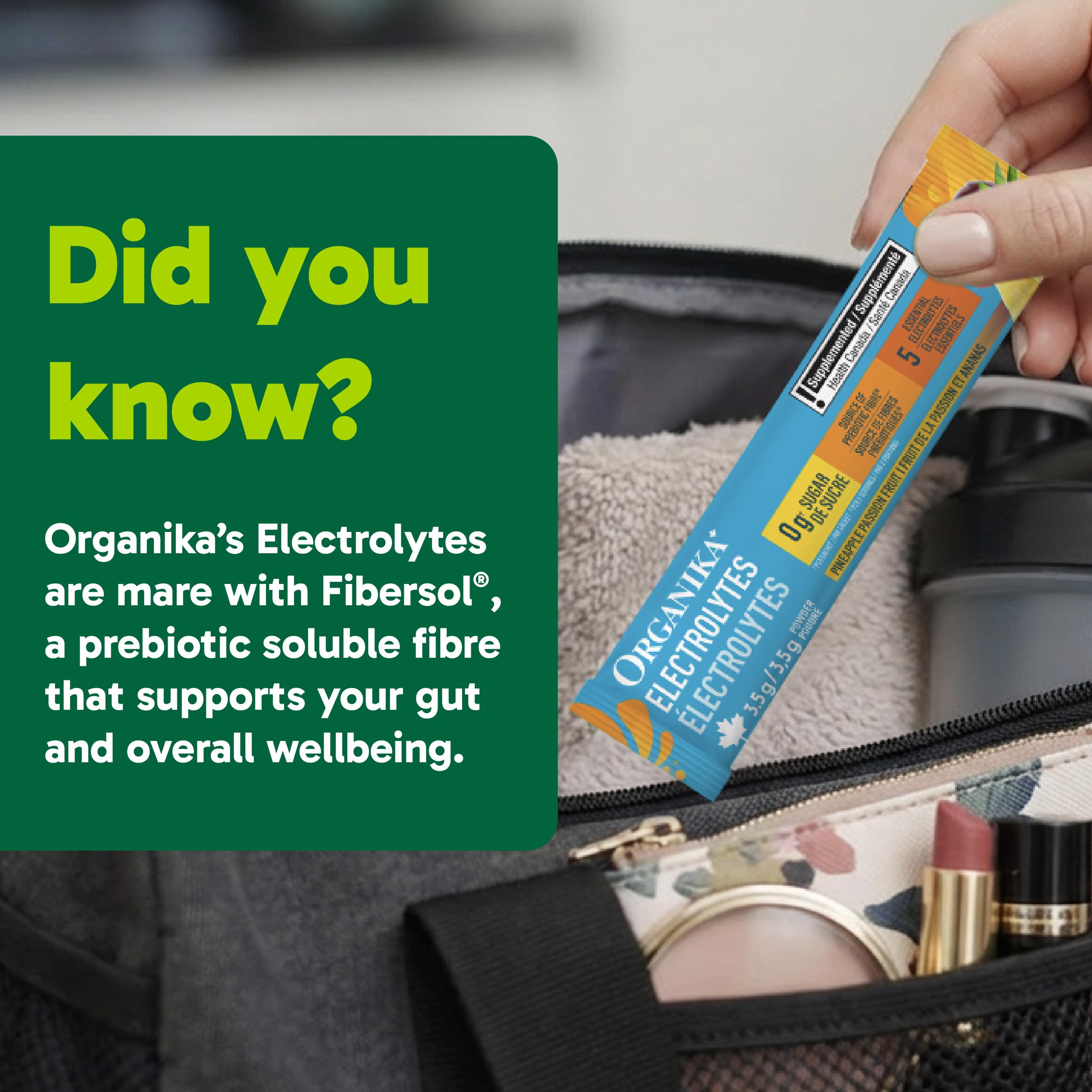 Organika Canadian-Made Electrolytes Powder with Vitamin C & Prebiotic Fibre - Sugar-Free Hydration Drink Mix - Pineapple Passionfruit - 20 Single-Serve Sachets x 3.5g 🍁 All In One Marketplace Canada