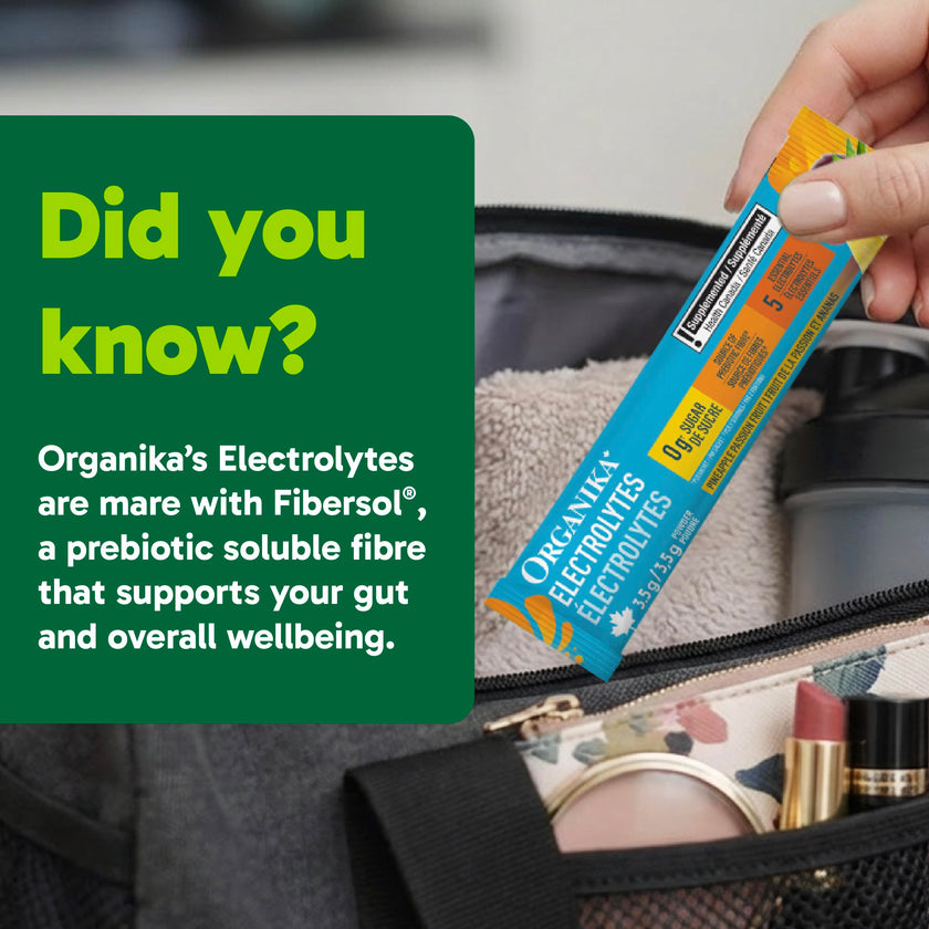 Organika Canadian-Made Electrolytes Powder with Vitamin C & Prebiotic Fibre - Sugar-Free Hydration Drink Mix - Pineapple Passionfruit - 20 Single-Serve Sachets x 3.5g 🍁 All In One Marketplace Canada