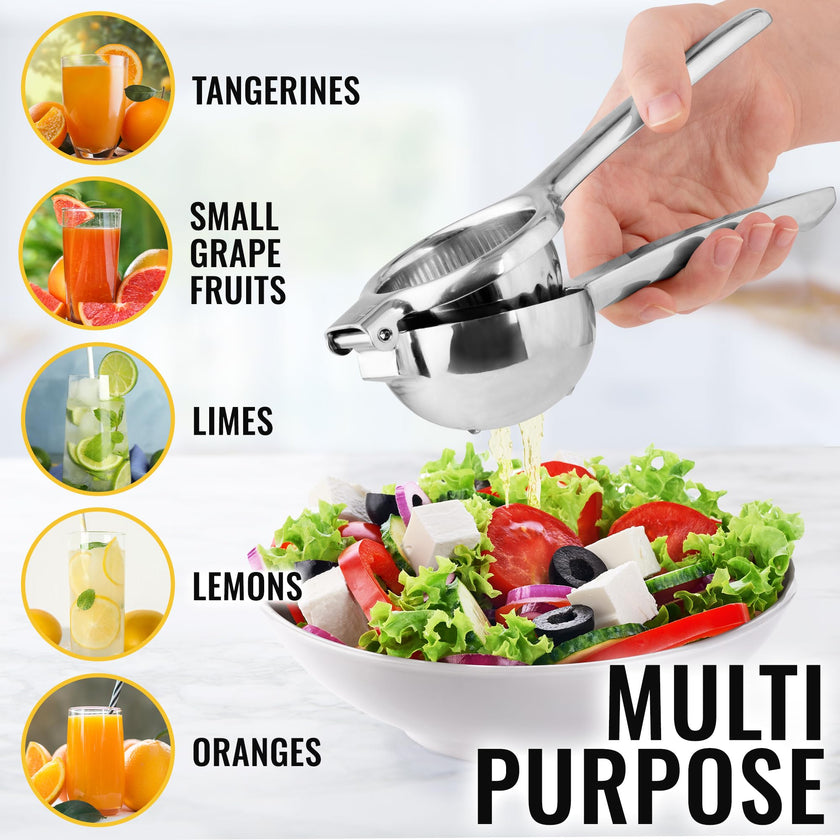 Zulay Large Lemon Squeezer Stainless Steel - Easy Squeeze Manual Heavy Duty Lemon Juicer Hand Press - Ergonomic Citrus Squeezer & Fruit Juicer for Small Oranges, Lemons, & Limes - Stainless Steel 🍁 All In One Marketplace Canada