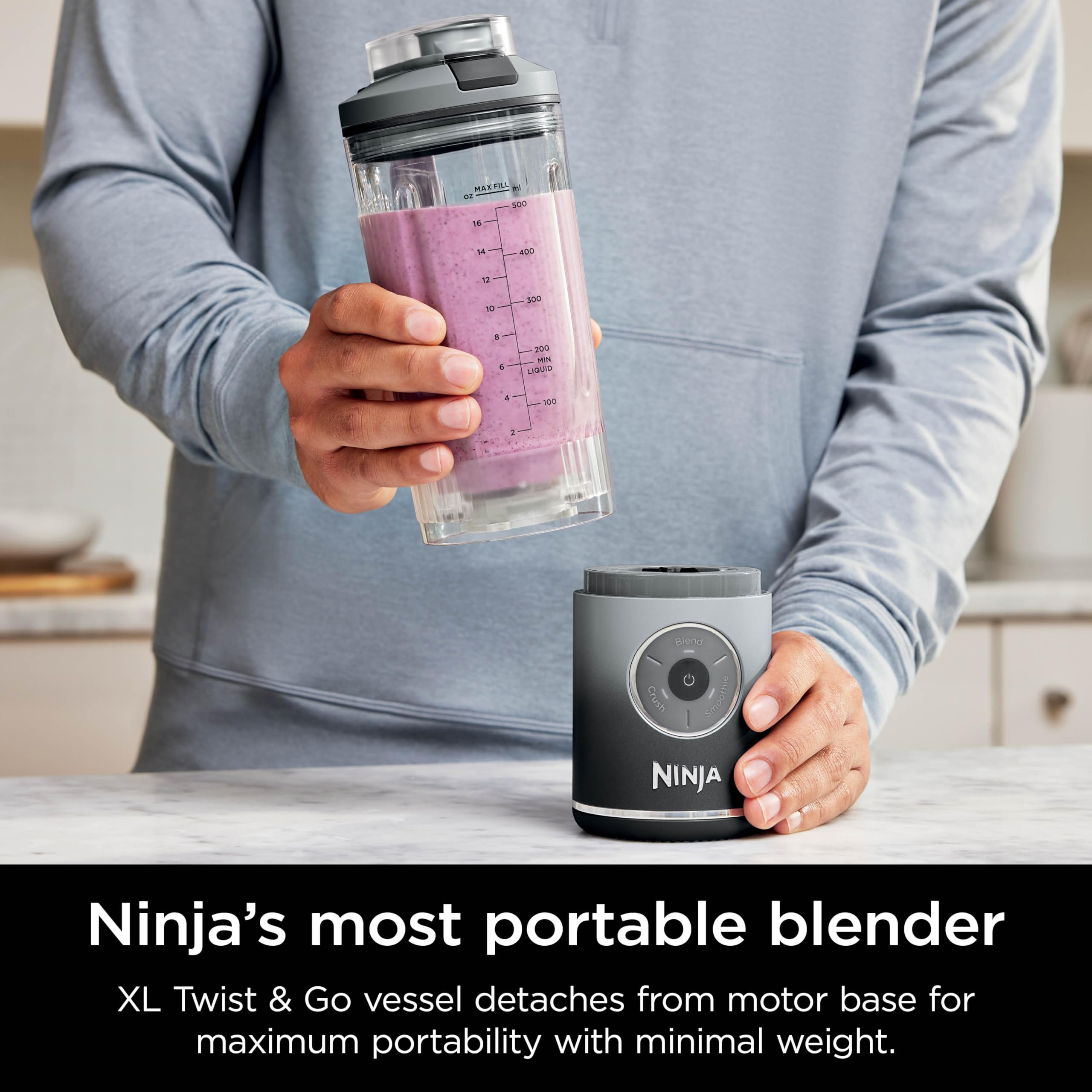 Ninja Blast Max Portable Blender, Twist & Go, 22oz/650mL, Grey, BC251CGY 🍁 All In One Marketplace Canada