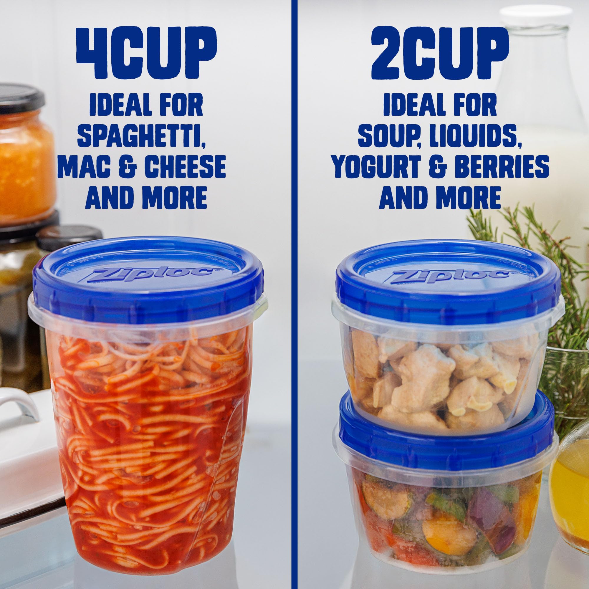 Ziploc Twist N Loc Reusable Containers, Leak-Proof Lid, Keeps Food Fresh, BPA Free, Microwave, Freezer and Dishwasher Safe Food Storage for Lunch and Leftovers, 9 Containers, 2 Cup Capacity 🍁 All In One Marketplace Canada