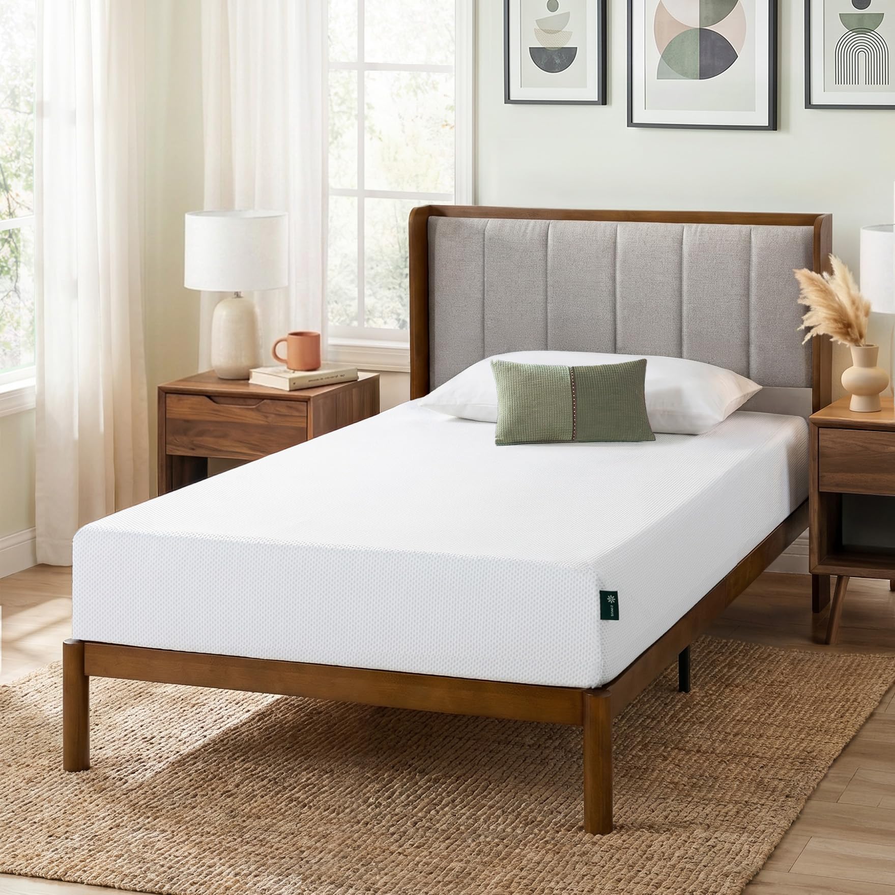 Zinus Twin Mattress - 8 Inch Green Tea Cooling Gel Memory Foam Mattress, Pressure Relief, for Cool Sleep, CertiPUR-US Certified Foam, Mattress in a Box, 10-Year Warranty, Twin Size 🍁 All In One Marketplace Canada