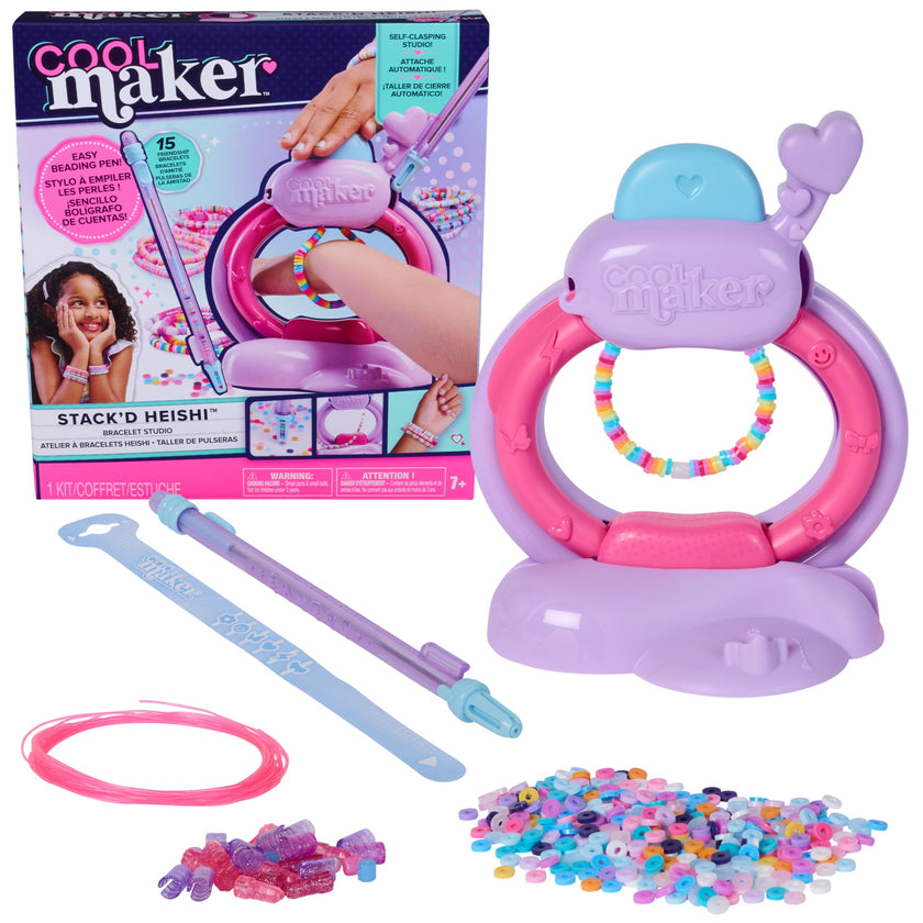 Cool Maker Stack'd Heishi Studio Bracelet Making Kit with Easy Beading Pen & over 1200 Beads, Makes 15 Bracelets, Arts and Crafts Toys for Girls Ages 7 and Up 🍁 All In One Marketplace Canada