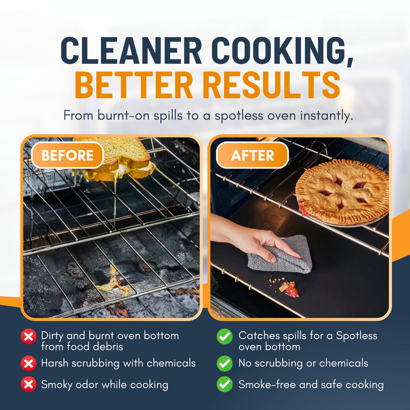 Oven Liners for Bottom of Oven - 3 Pack Large Heavy Duty Mats, 16.25”x23” Non-Stick Reusable Liner for Electric, Gas, Toasters, Grills - BPA & PFOA Free Kitchen Accessory to Keep It Clean (Black) 🍁 All In One Marketplace Canada